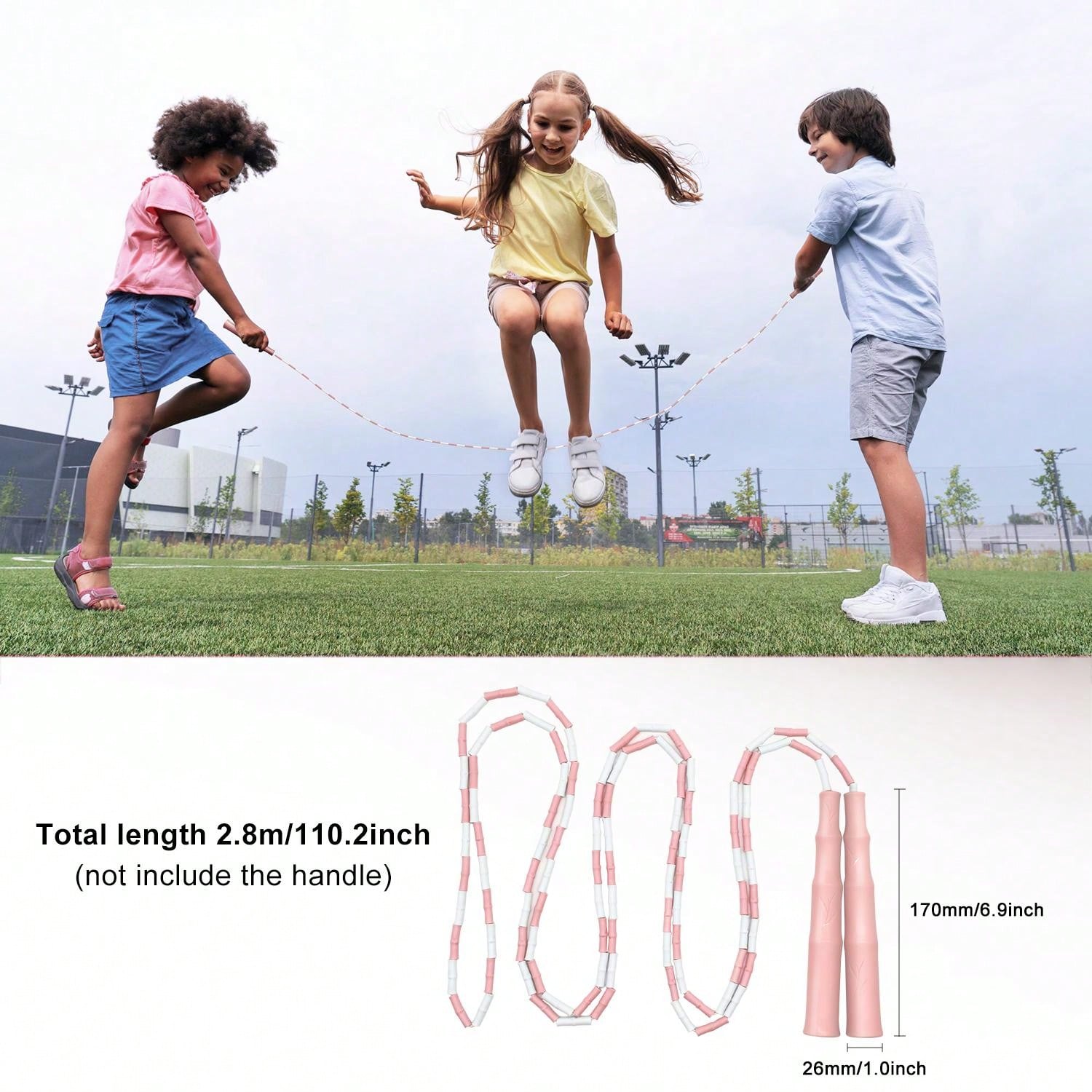 2Pack Beaded Sports Jump Rope 110.2 "- Split Jump Rope - Durable Shatterproof Outdoor Beads - Lightweight And Easy To Wrap Workout Training - Easy To Adjust Fitness Jump Rope