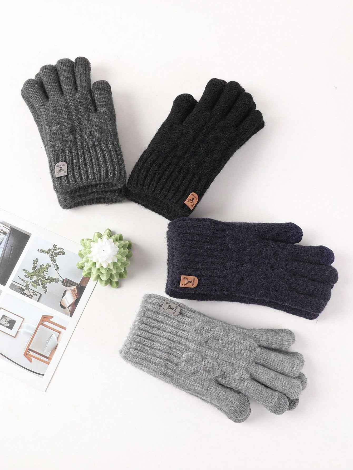 1pair Unisex Thermal Lined Winter Warm Gloves, Touch Screen