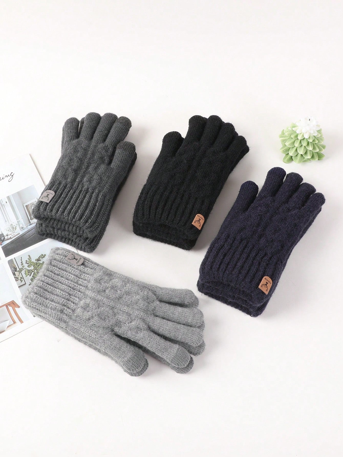 1pair Unisex Thermal Lined Winter Warm Gloves, Touch Screen