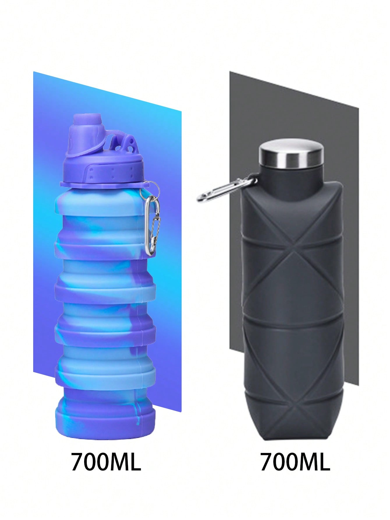 1PCCollapsible Water Bottle, Silicone Foldable Water Bottles For Travel, Easy-To-Carry Design And Compact Size, Suitable For Travel, Mountain Climbing, Outdoor Sports And Other Daily Birthday Use