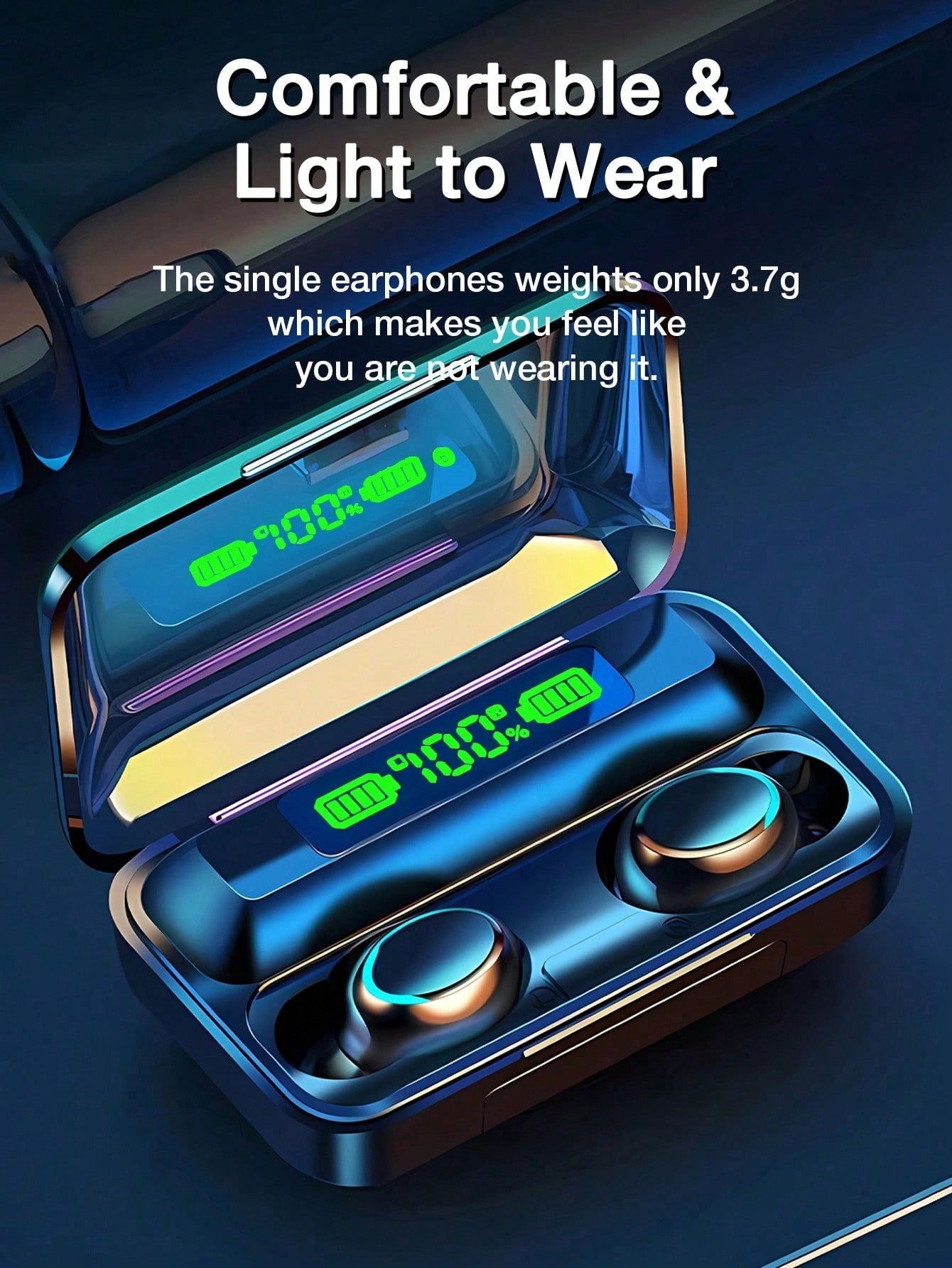 Wireless Earbuds, 600mAh Battery Capacity, Dual LED Display, 48H Playtime, IPX4 Waterproof Earphones Call Clear With Microphone In-Ear BT Headphones Comfortable For Music, Games, Sport, Gifts