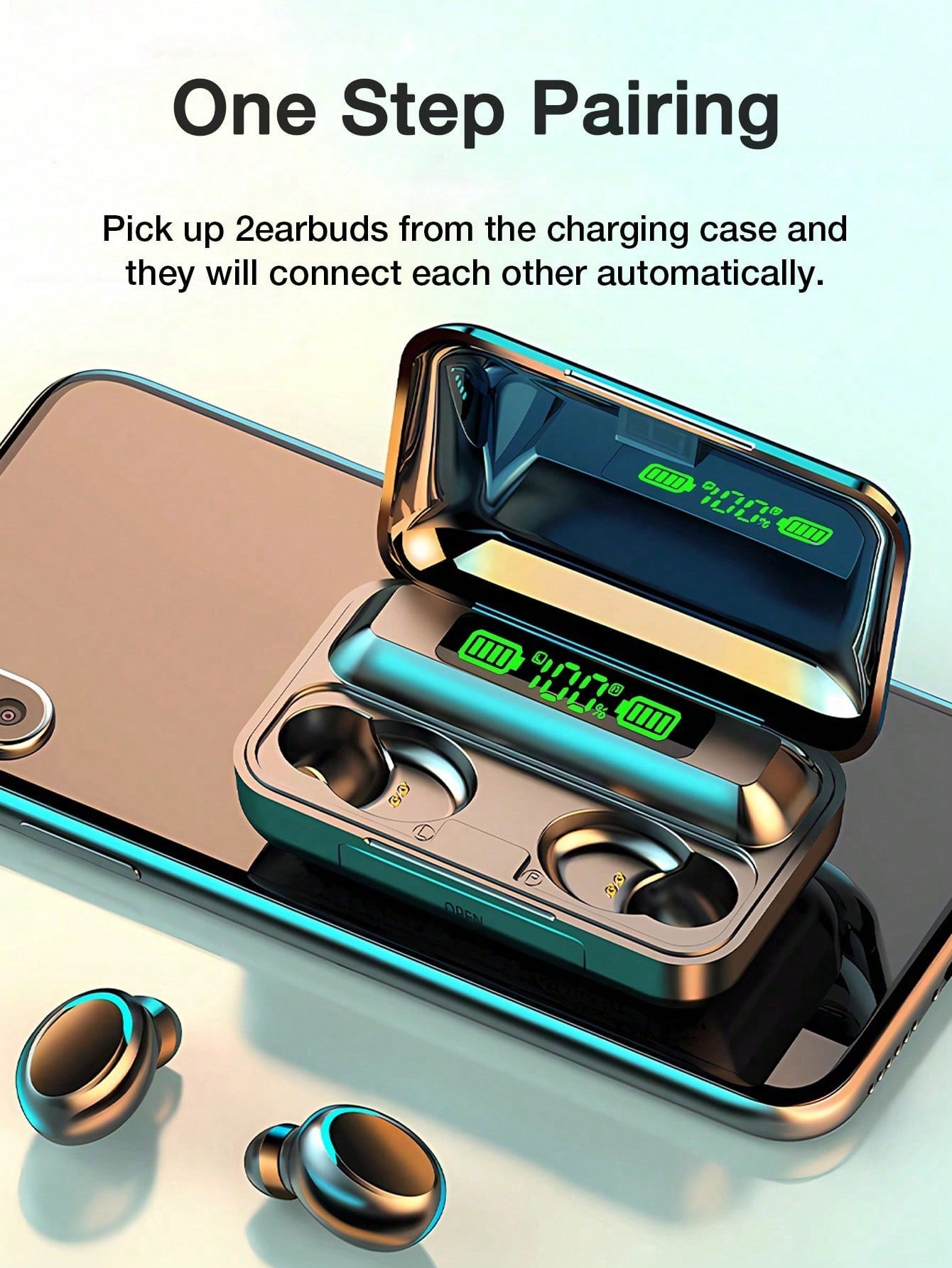 Wireless Earbuds, 600mAh Battery Capacity, Dual LED Display, 48H Playtime, IPX4 Waterproof Earphones Call Clear With Microphone In-Ear BT Headphones Comfortable For Music, Games, Sport, Gifts
