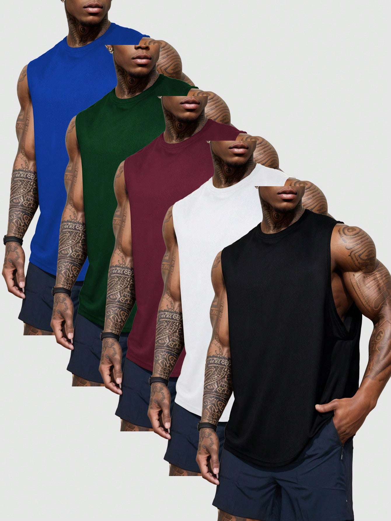 Manfinity Boyfriend Style Men's Multicolor Round Neck Sleeveless Summer Sports Vest