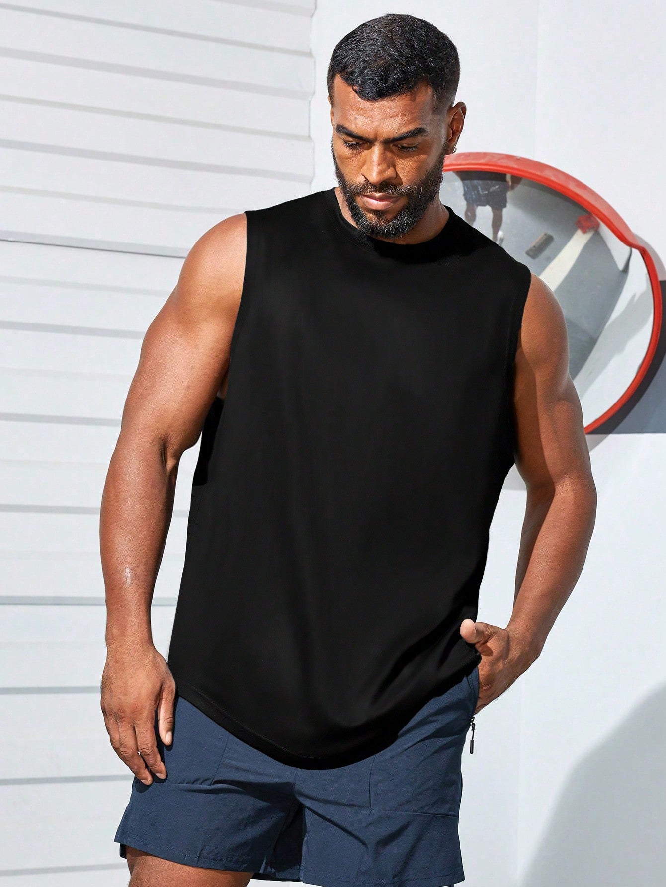 Manfinity Boyfriend Style Men's Multicolor Round Neck Sleeveless Summer Sports Vest