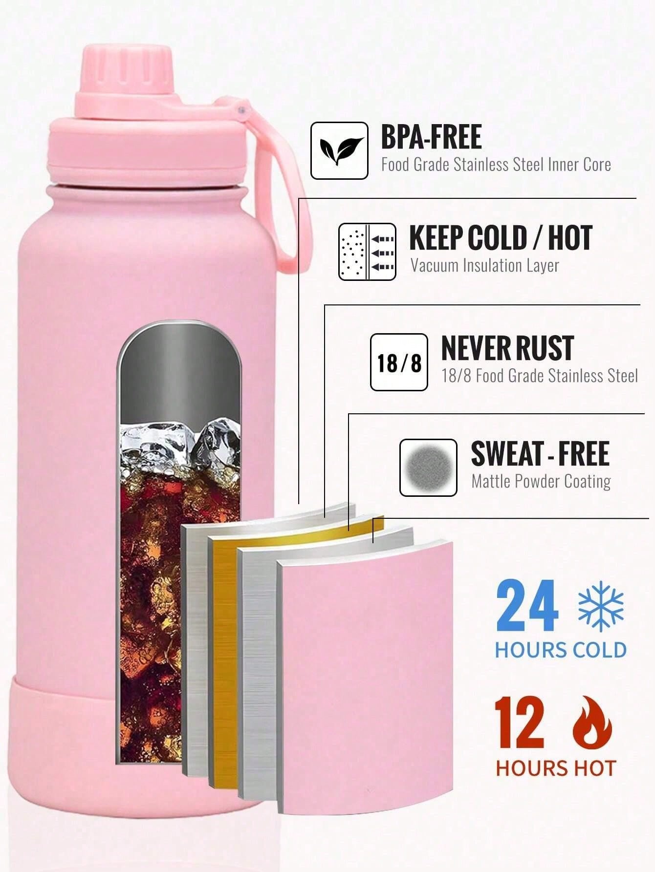 1pc 32oz Stainless Steel Insulated Water Bottle, Perfect For Sports And Outdoor Activities, Christmas And Halloween Holiday Gifts