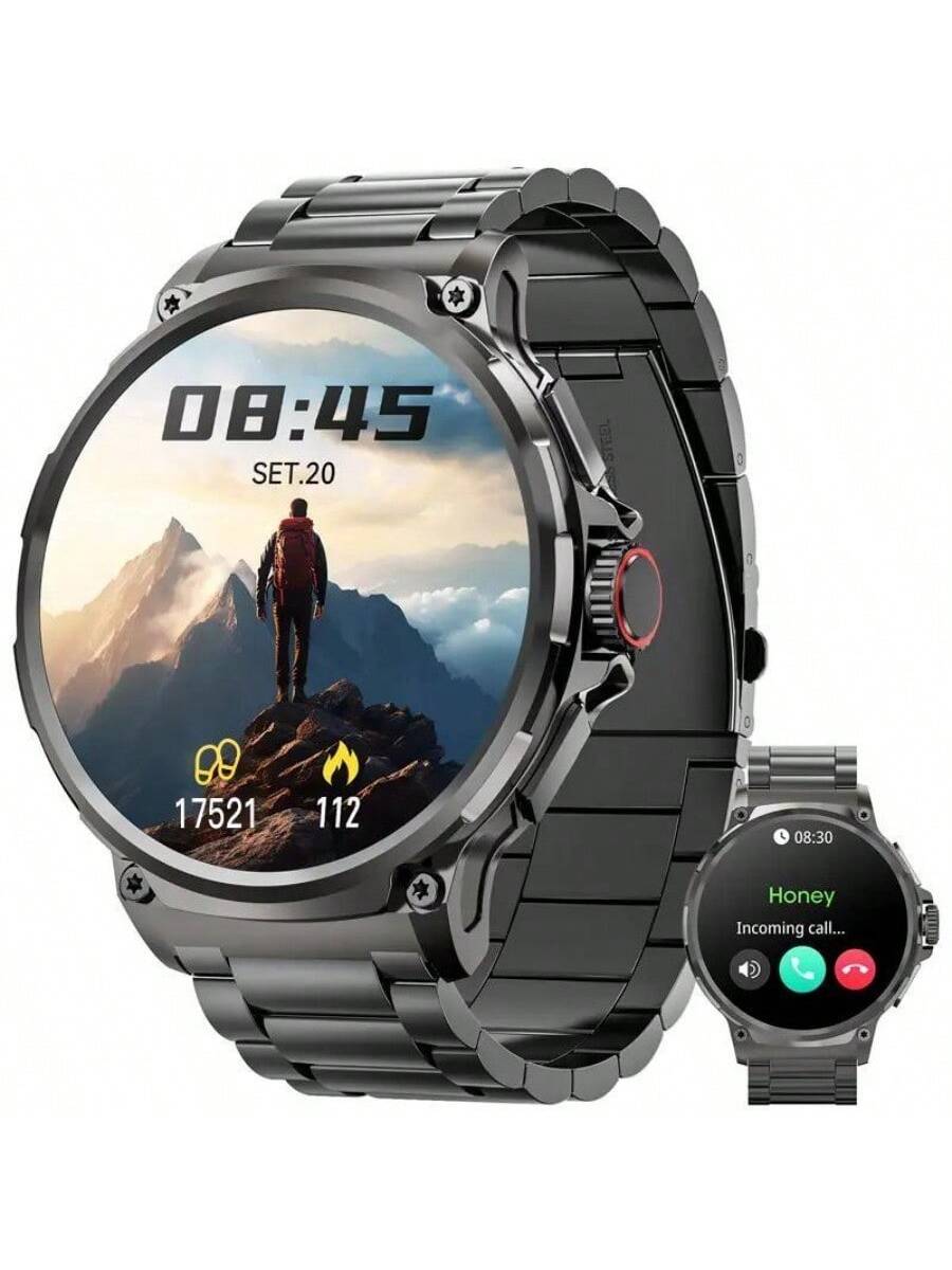 Smart Watches For Men(Answer/Make Call), 1.85" Round Big Screen Fitness Tracker, Waterproof Fitness Watch For Android/IOS Phones
