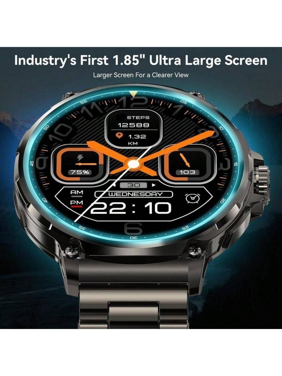 Smart Watches For Men(Answer/Make Call), 1.85" Round Big Screen Fitness Tracker, Waterproof Fitness Watch For Android/IOS Phones