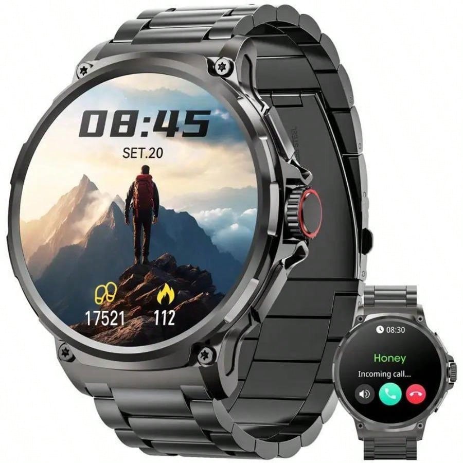 Smart Watches For Men(Answer/Make Call), 1.85" Round Big Screen Fitness Tracker, Waterproof Fitness Watch For Android/IOS Phones