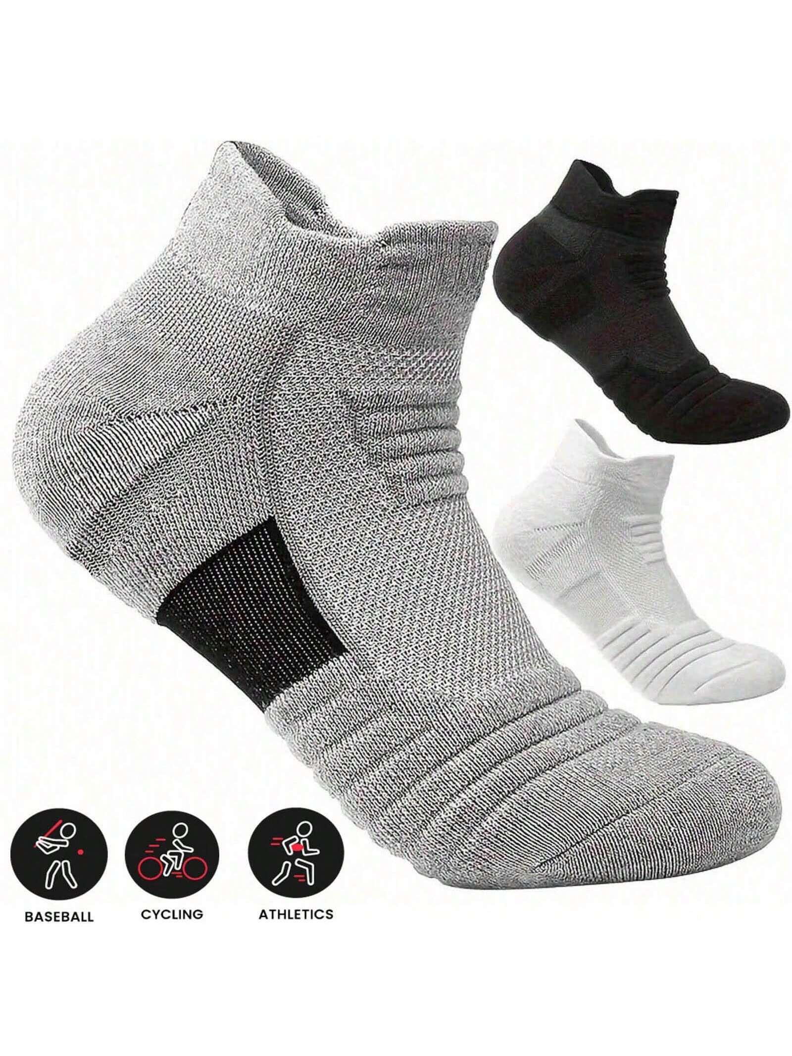 3Pairs Marathon Compression Socks - Ultra-Thin, Breathable, Moisture-Wicking, Arch Support, Calf Sleeves For Outdoor Fitness, Sports, Running, Hiking, Cycling, And Athletic Performance - Short Socks For Men And Women