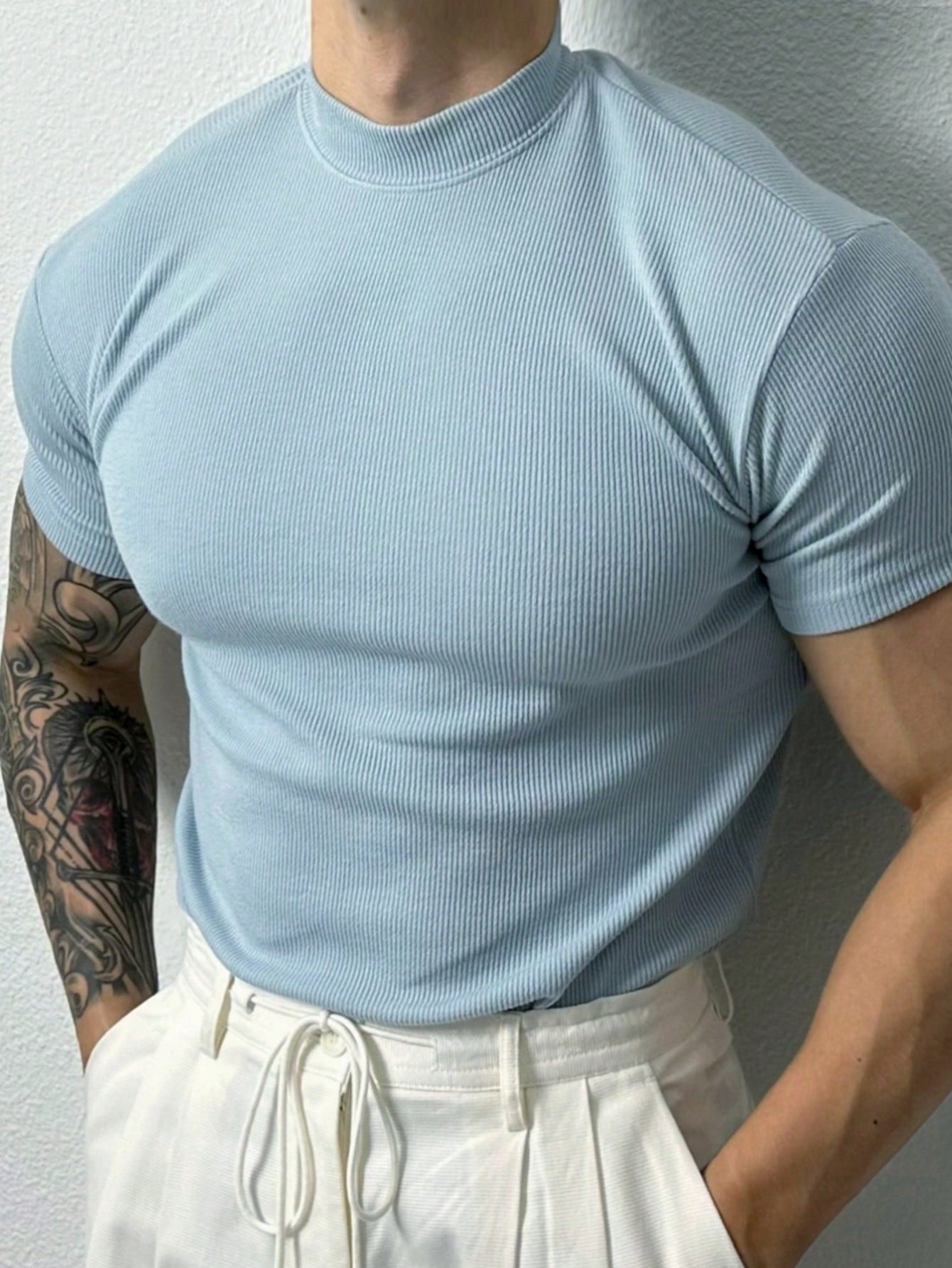 Manfinity Running Boyfriend Style Men's Plain Crew Neck Short Sleeve Casual Fitness Workout T-Shirt