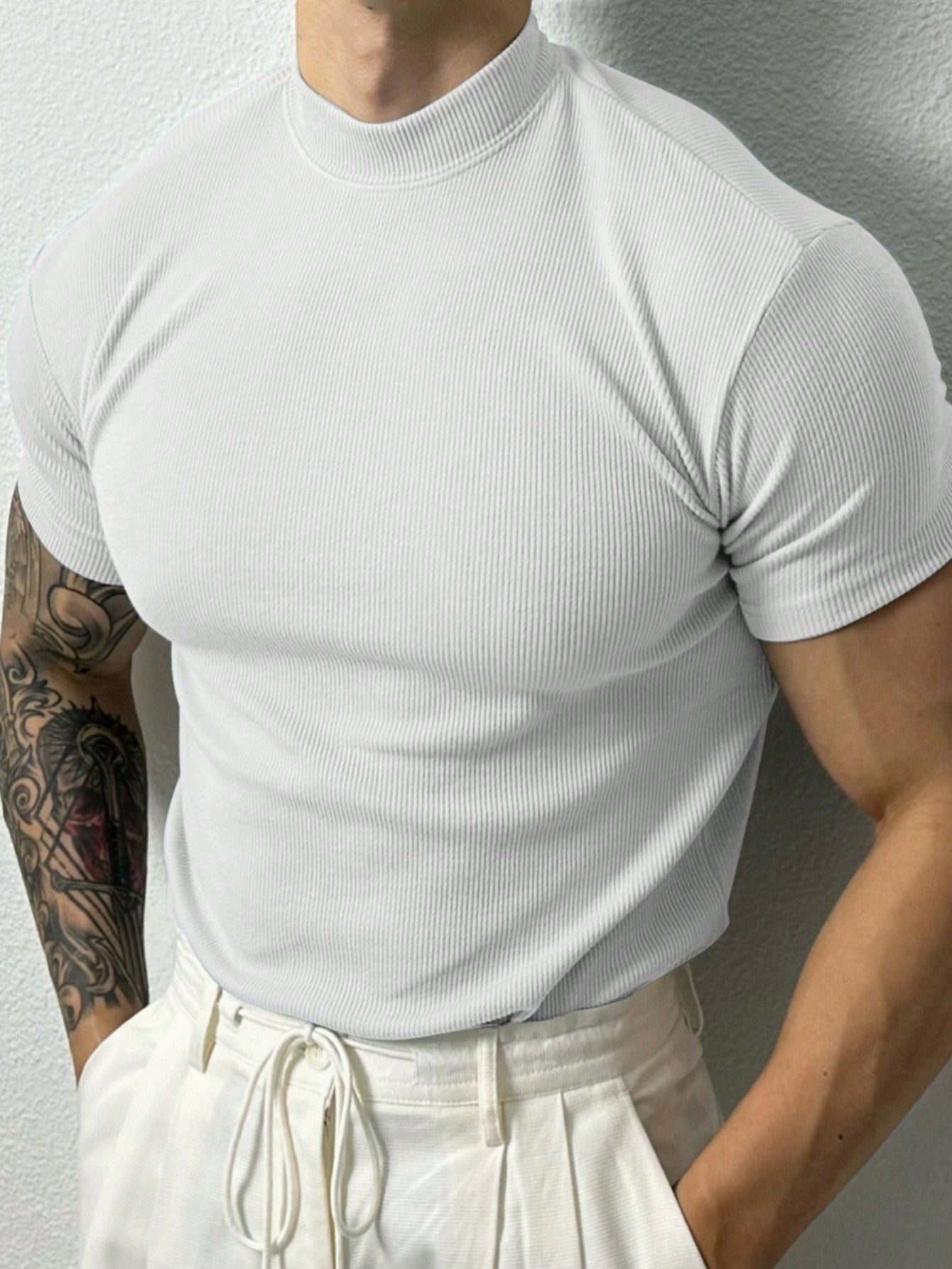 Manfinity Running Boyfriend Style Men's Plain Crew Neck Short Sleeve Casual Fitness Workout T-Shirt