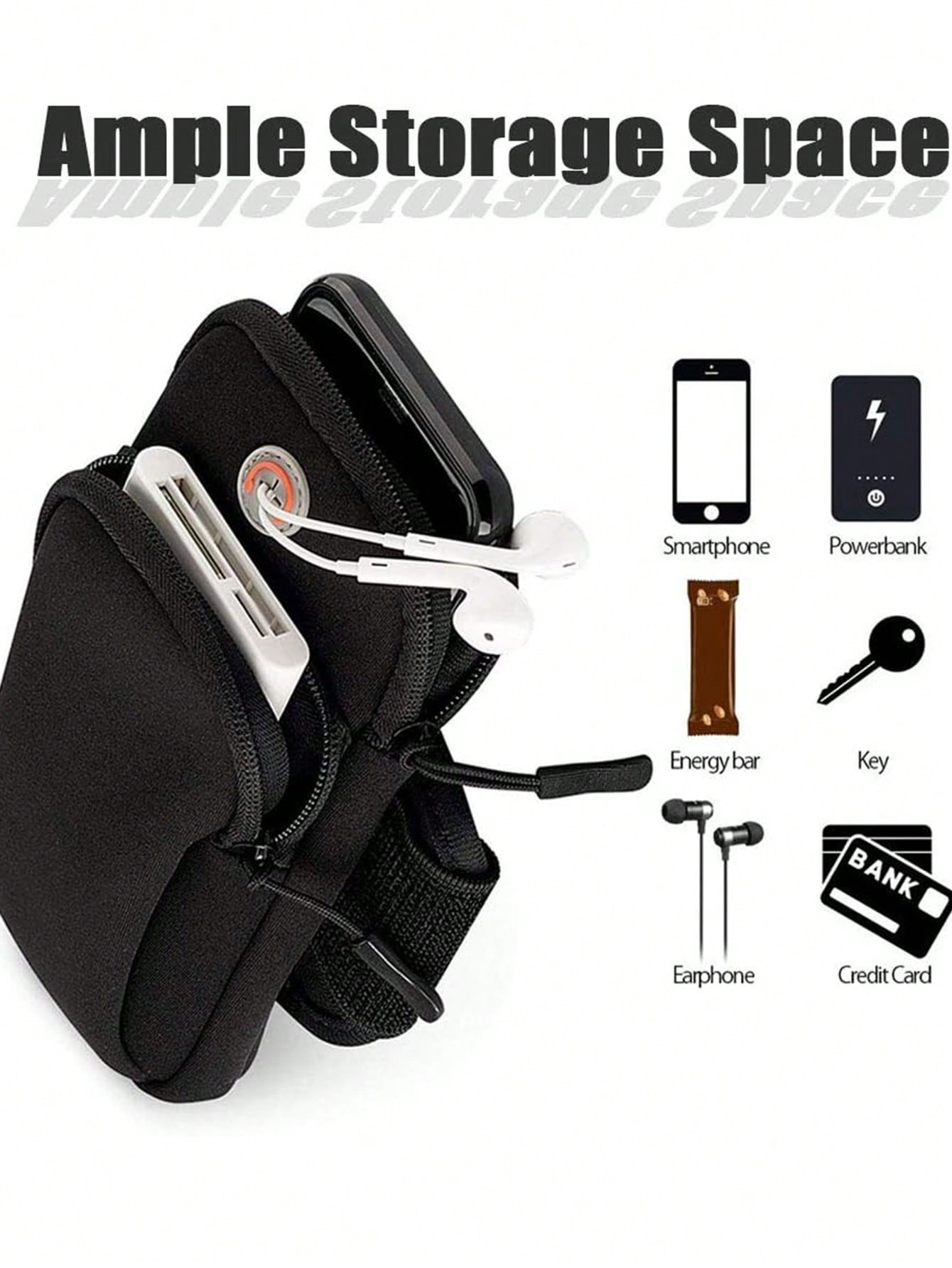 Sports Phone Arm Bag,Phone Armband For Running,Cell Phone Holder Arm Band Compatible With Iphone 15 14 13 12 11 Pro Max Xs Max Xr X 8 7 6S 6 Plus SE/Galaxy S24 S23 S21 S20 Note 10,Waterproof IPhone Armband,Black