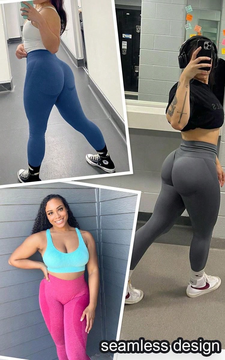 VOYJOY Women Seamless Workout Leggings Gym High Waist Smile Contour Yoga Pants