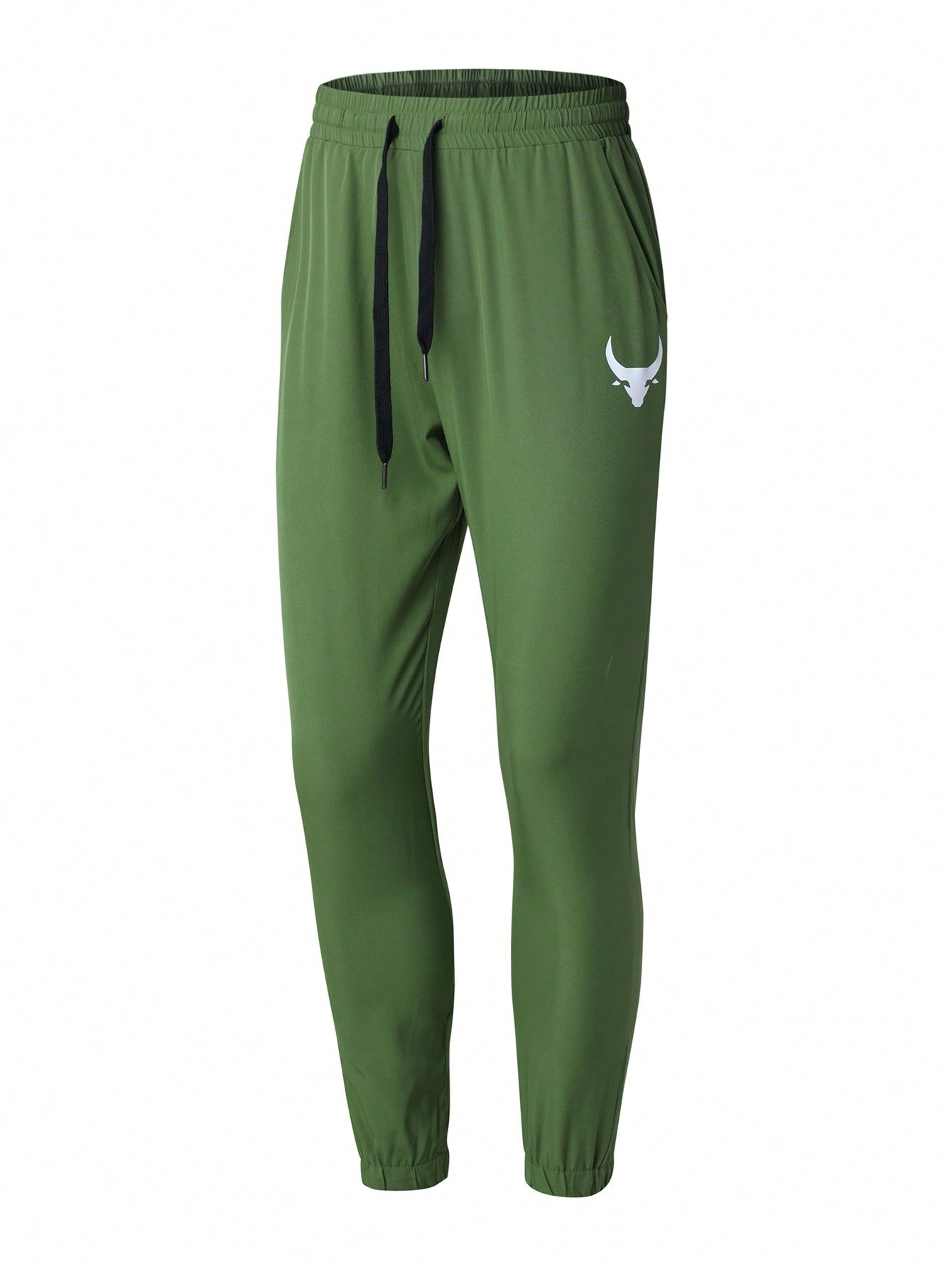 Manfinity Fitness Boyfriend Style Men's Bull Head Print Drawstring Waist Jogger Pants
