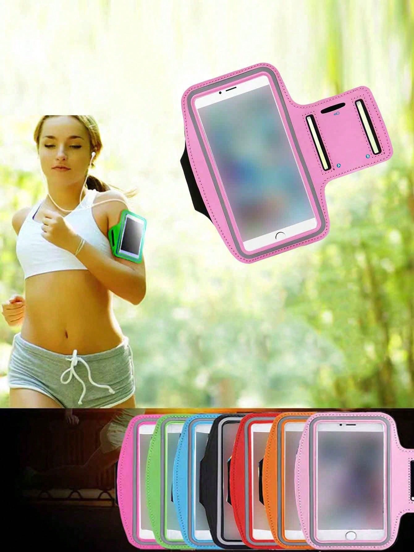 1pc Sports Armband For 5.5-Inch Smartphones, Lightweight, Breathable, With Storage For Phone, Cash, Earphones, And Other Small Items, Perfect For Running And Workouts