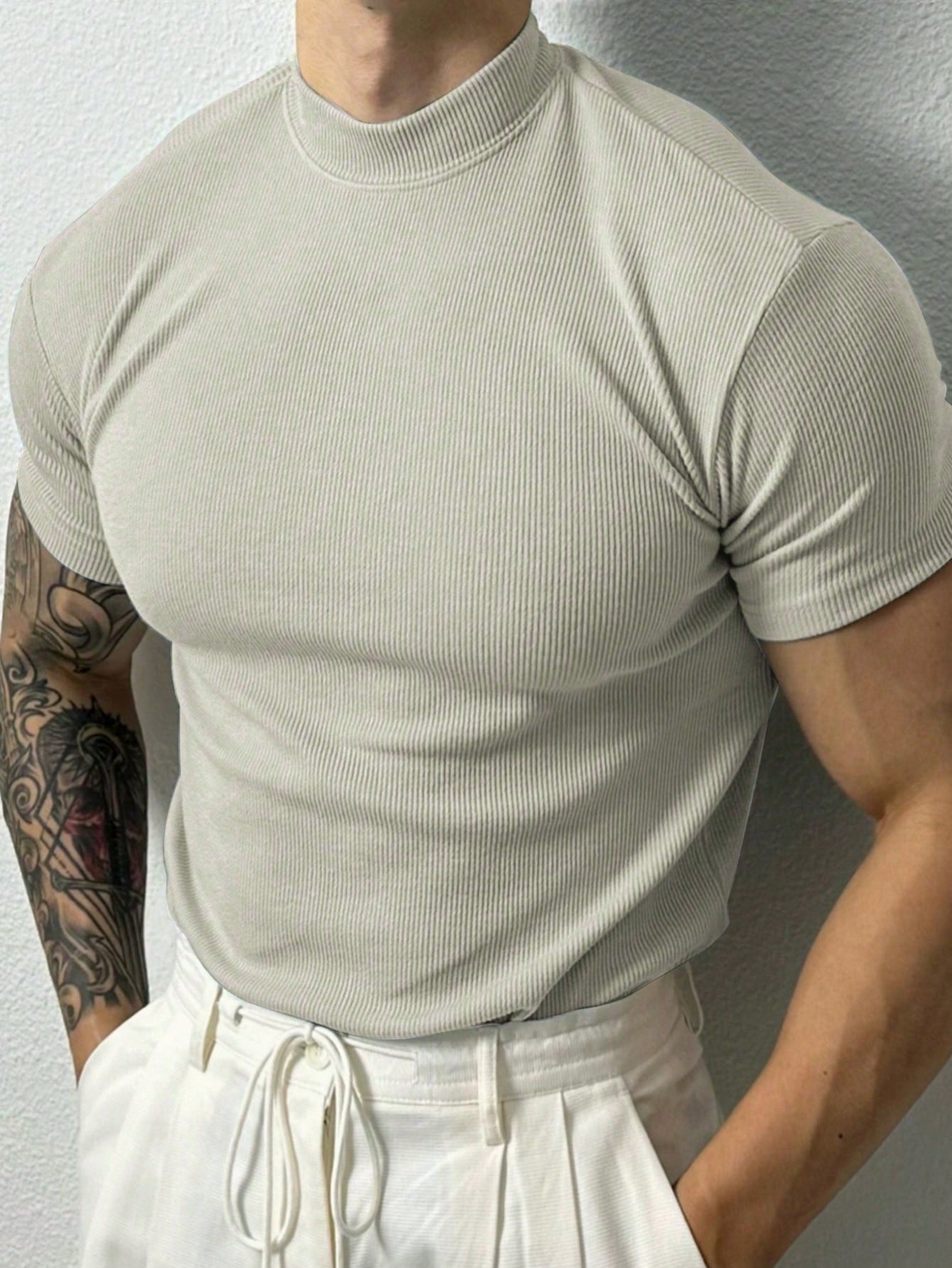 Manfinity Running Boyfriend Style Men's Plain Crew Neck Short Sleeve Casual Fitness Workout T-Shirt