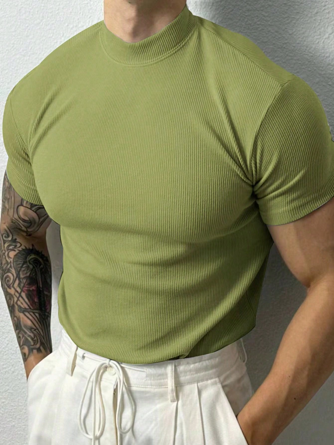 Manfinity Running Boyfriend Style Men's Plain Crew Neck Short Sleeve Casual Fitness Workout T-Shirt