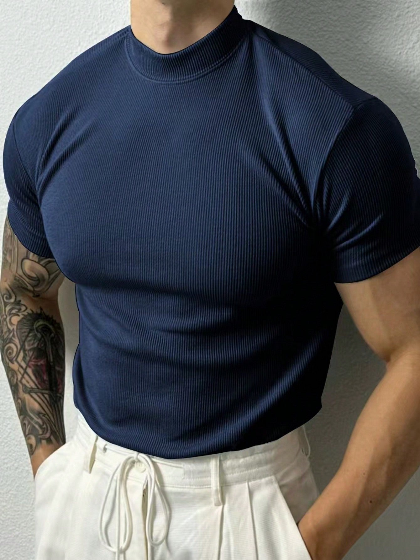 Manfinity Running Boyfriend Style Men's Plain Crew Neck Short Sleeve Casual Fitness Workout T-Shirt