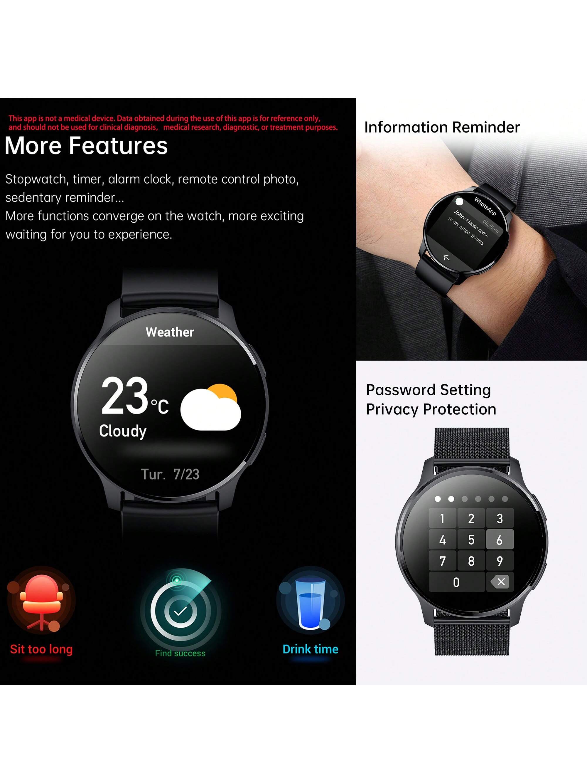 FITCXJX Smart Watch For Men, Smart Fitness Watch For Women, Call Integration, Multi Sports Modes,Wireless Call Smart Watch For Android And For IPhone, Fitness Tracker, Sleep Monitoring,Step Caloric,Call Information Prompt, Multi-Function Smart Watch