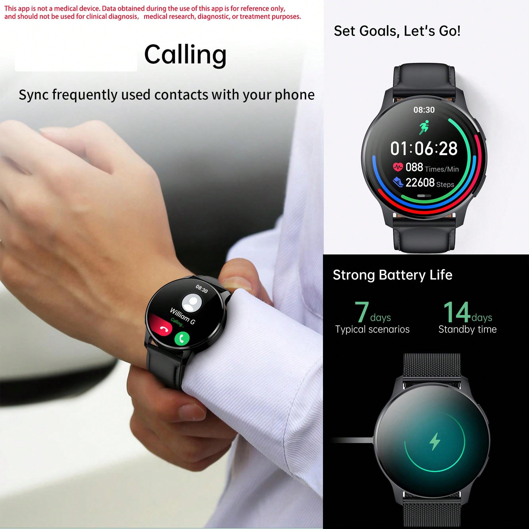 FITCXJX Smart Watch For Men, Smart Fitness Watch For Women, Call Integration, Multi Sports Modes,Wireless Call Smart Watch For Android And For IPhone, Fitness Tracker, Sleep Monitoring,Step Caloric,Call Information Prompt, Multi-Function Smart Watch