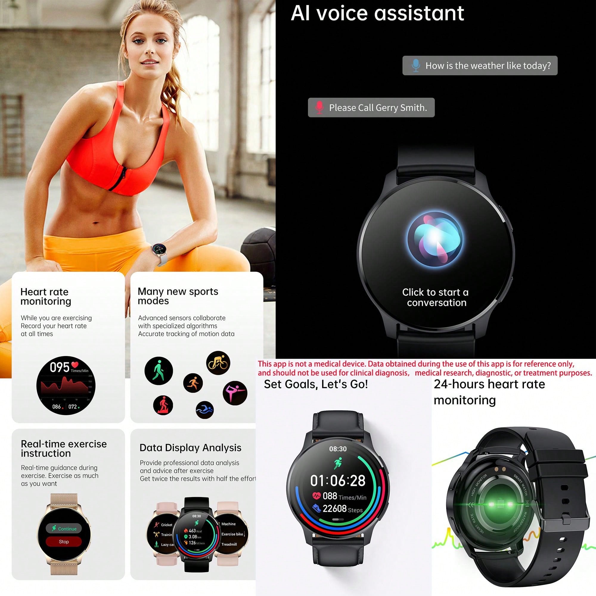 FITCXJX Smart Watch For Men, Smart Fitness Watch For Women, Call Integration, Multi Sports Modes,Wireless Call Smart Watch For Android And For IPhone, Fitness Tracker, Sleep Monitoring,Step Caloric,Call Information Prompt, Multi-Function Smart Watch