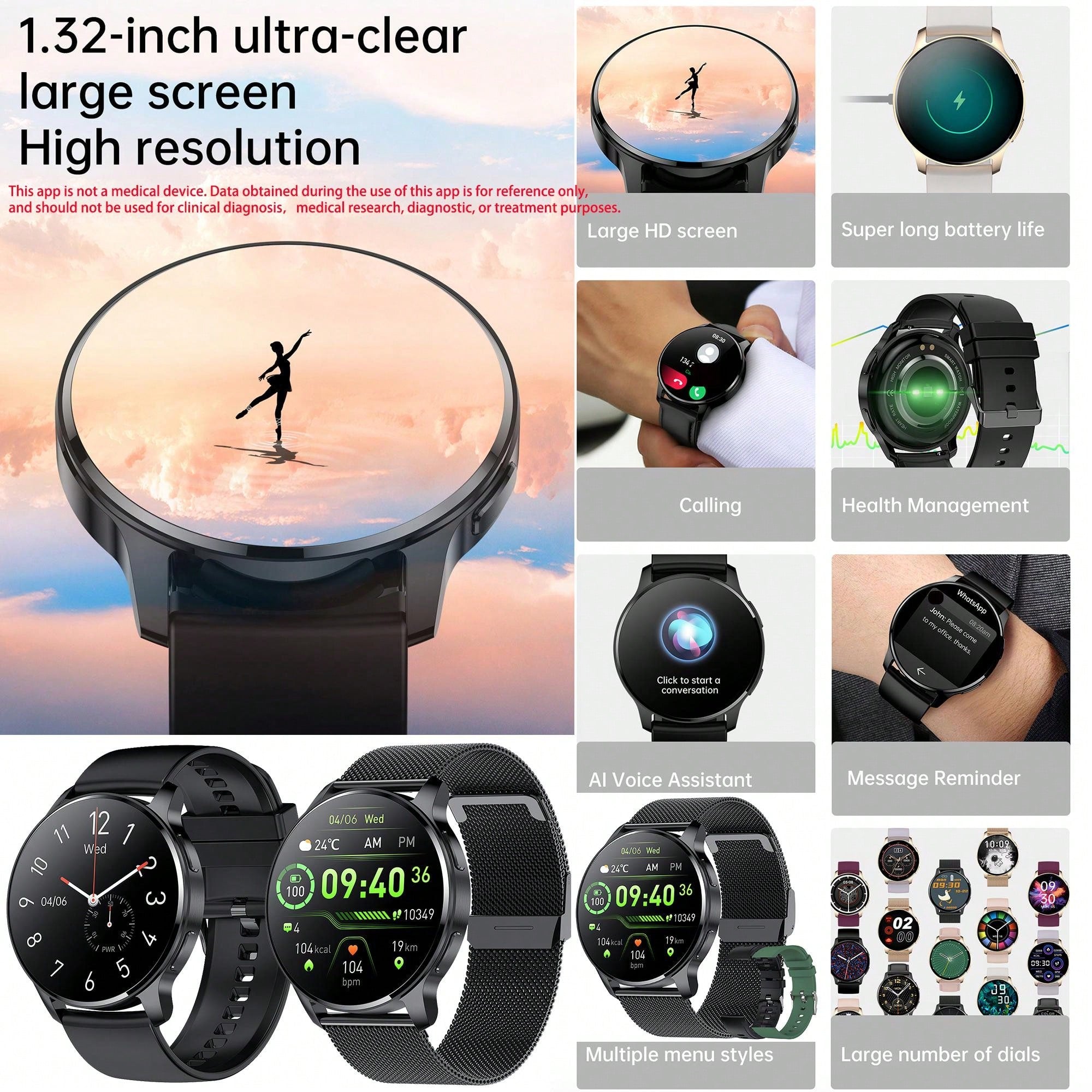 FITCXJX Smart Watch For Men, Smart Fitness Watch For Women, Call Integration, Multi Sports Modes,Wireless Call Smart Watch For Android And For IPhone, Fitness Tracker, Sleep Monitoring,Step Caloric,Call Information Prompt, Multi-Function Smart Watch