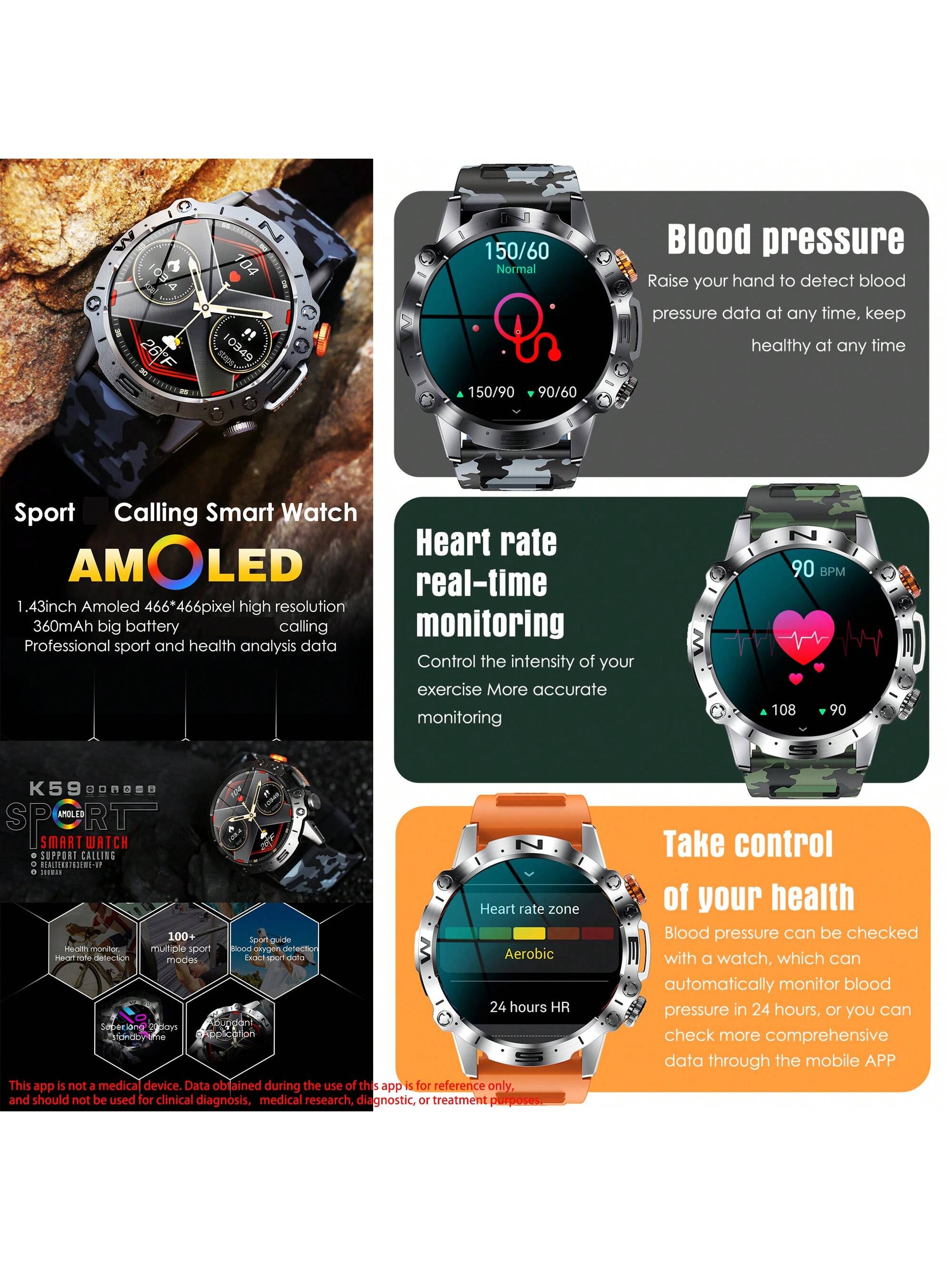SGDDFIT Smart Watch For Men, Smart Fitness Watch For Women, Call Integration, Multi Sports Modes,Wireless Call Smart Watch For Android And For IPhone, Fitness Tracker, Sleep Monitoring,Step Caloric,Call Information Prompt, Multi-Function Smart Watch