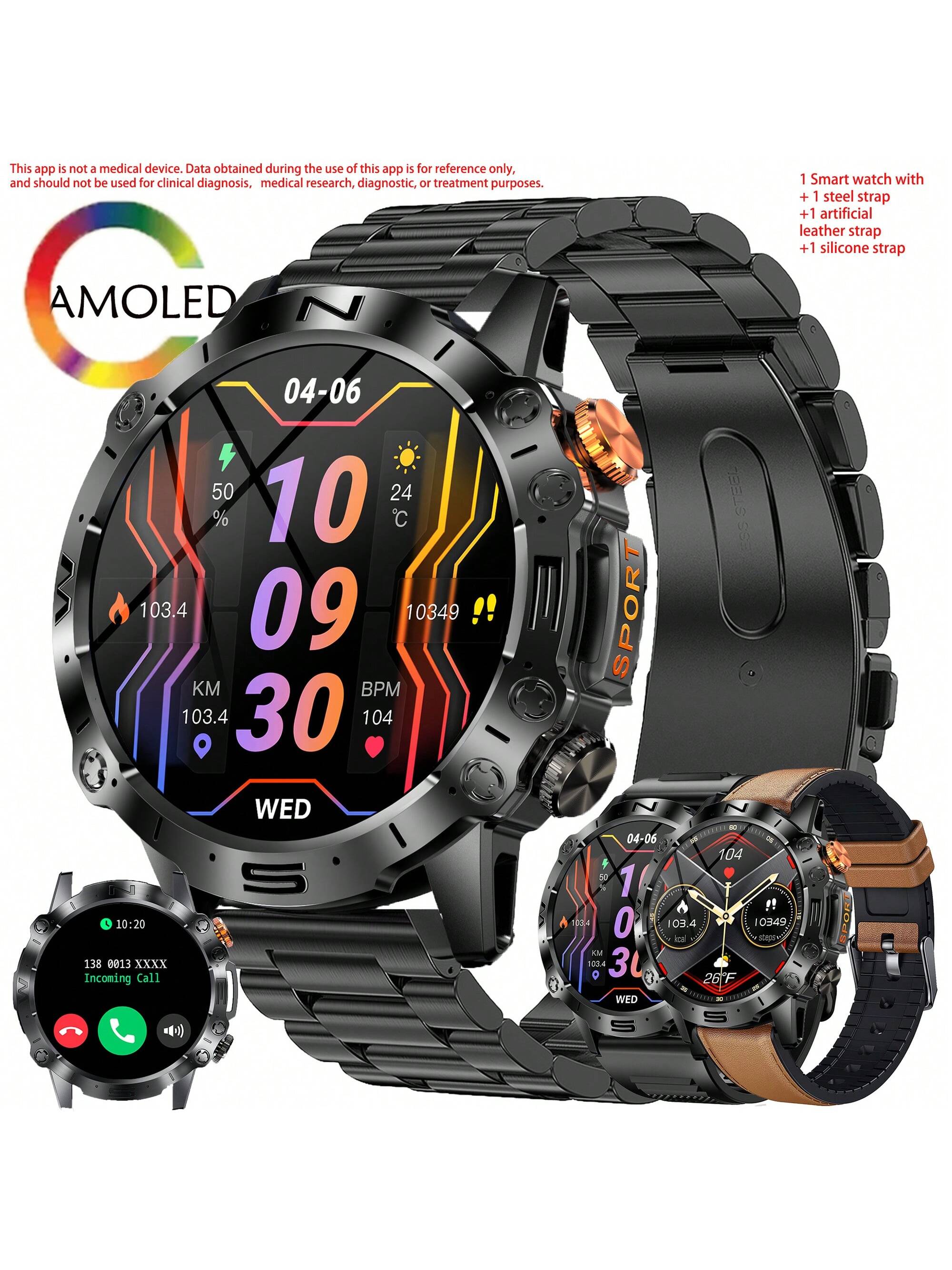 SGDDFIT Smart Watch For Men, Smart Fitness Watch For Women, Call Integration, Multi Sports Modes,Wireless Call Smart Watch For Android And For IPhone, Fitness Tracker, Sleep Monitoring,Step Caloric,Call Information Prompt, Multi-Function Smart Watch