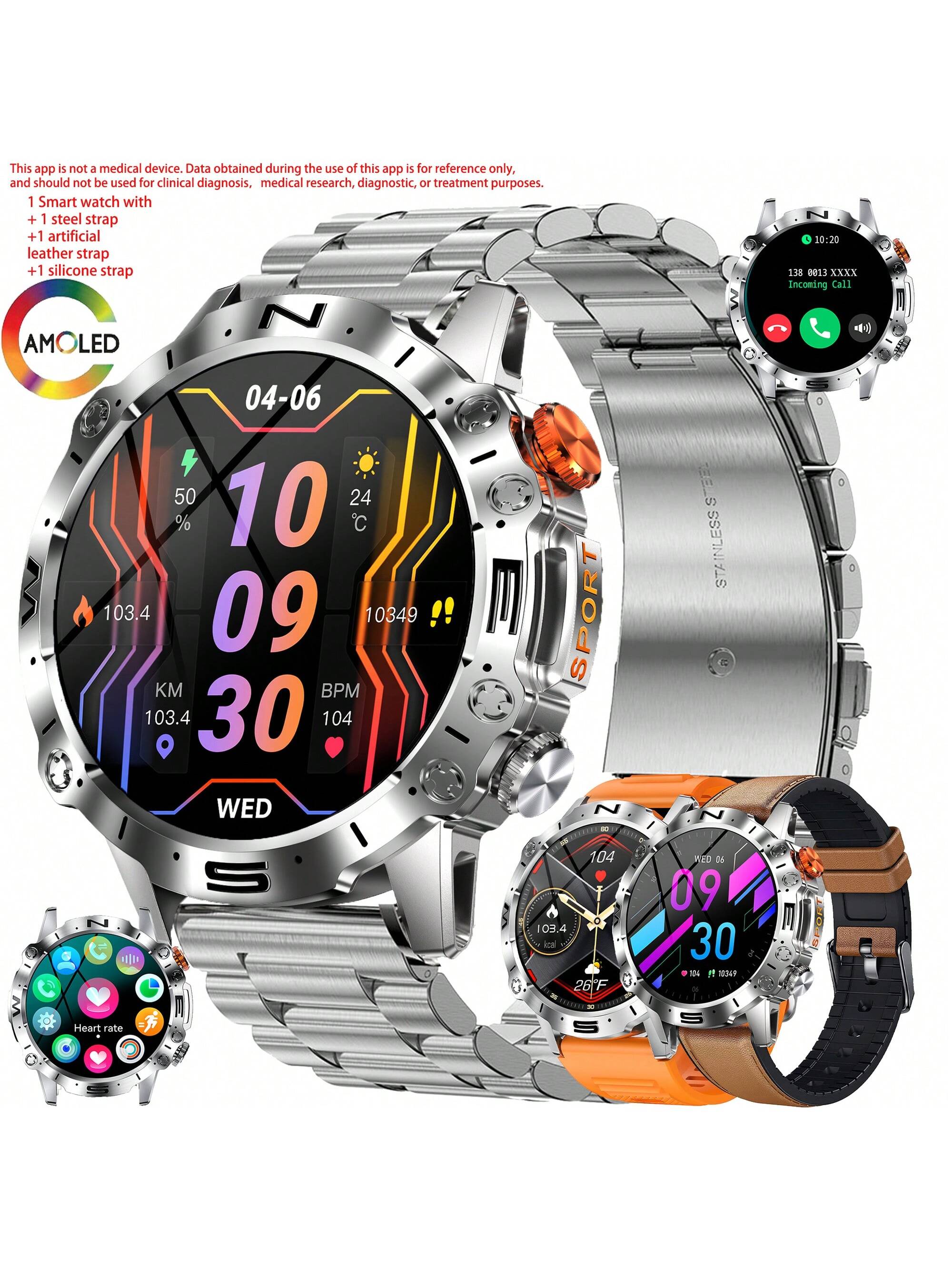 SGDDFIT Smart Watch For Men, Smart Fitness Watch For Women, Call Integration, Multi Sports Modes,Wireless Call Smart Watch For Android And For IPhone, Fitness Tracker, Sleep Monitoring,Step Caloric,Call Information Prompt, Multi-Function Smart Watch