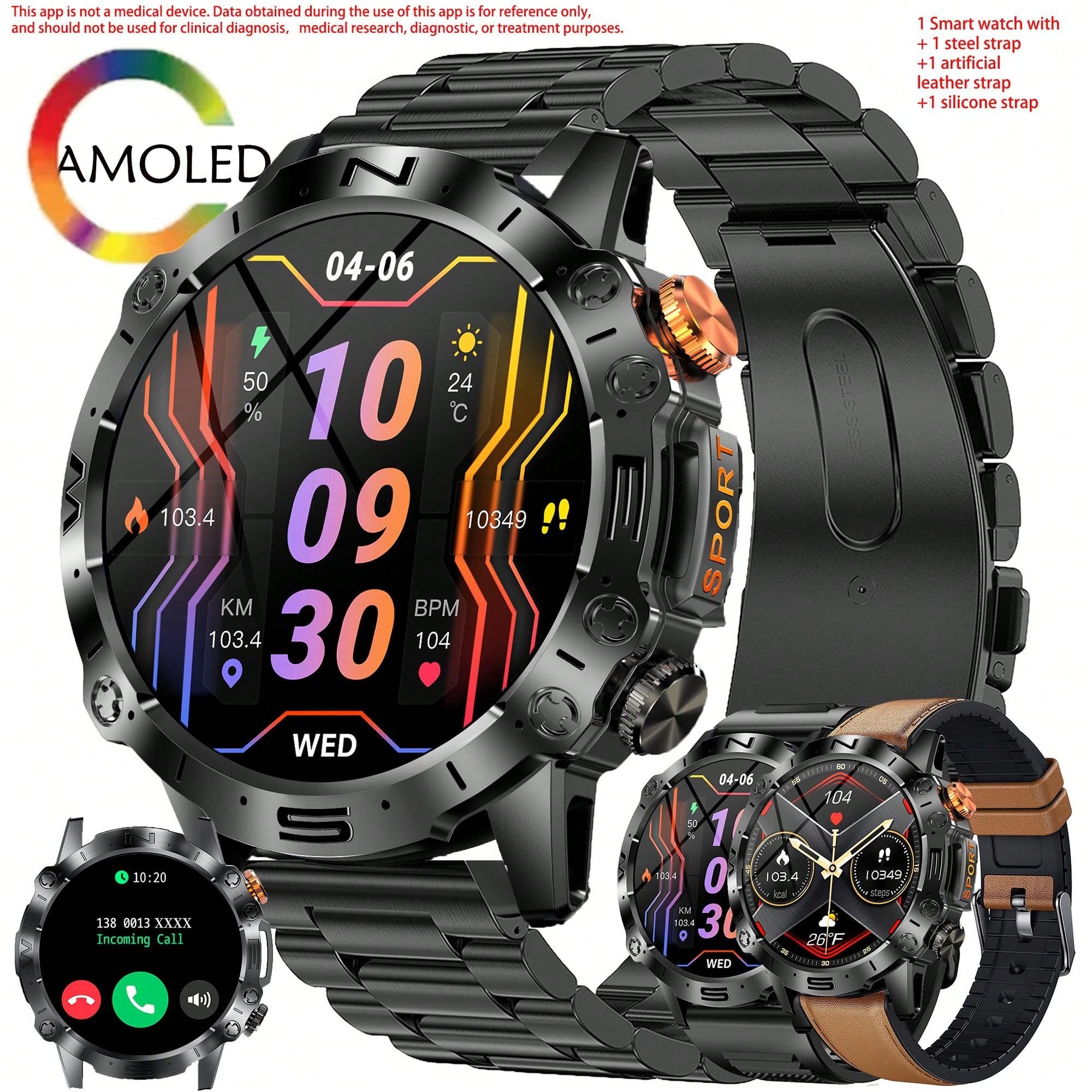 SGDDFIT Smart Watch For Men, Smart Fitness Watch For Women, Call Integration, Multi Sports Modes,Wireless Call Smart Watch For Android And For IPhone, Fitness Tracker, Sleep Monitoring,Step Caloric,Call Information Prompt, Multi-Function Smart Watch