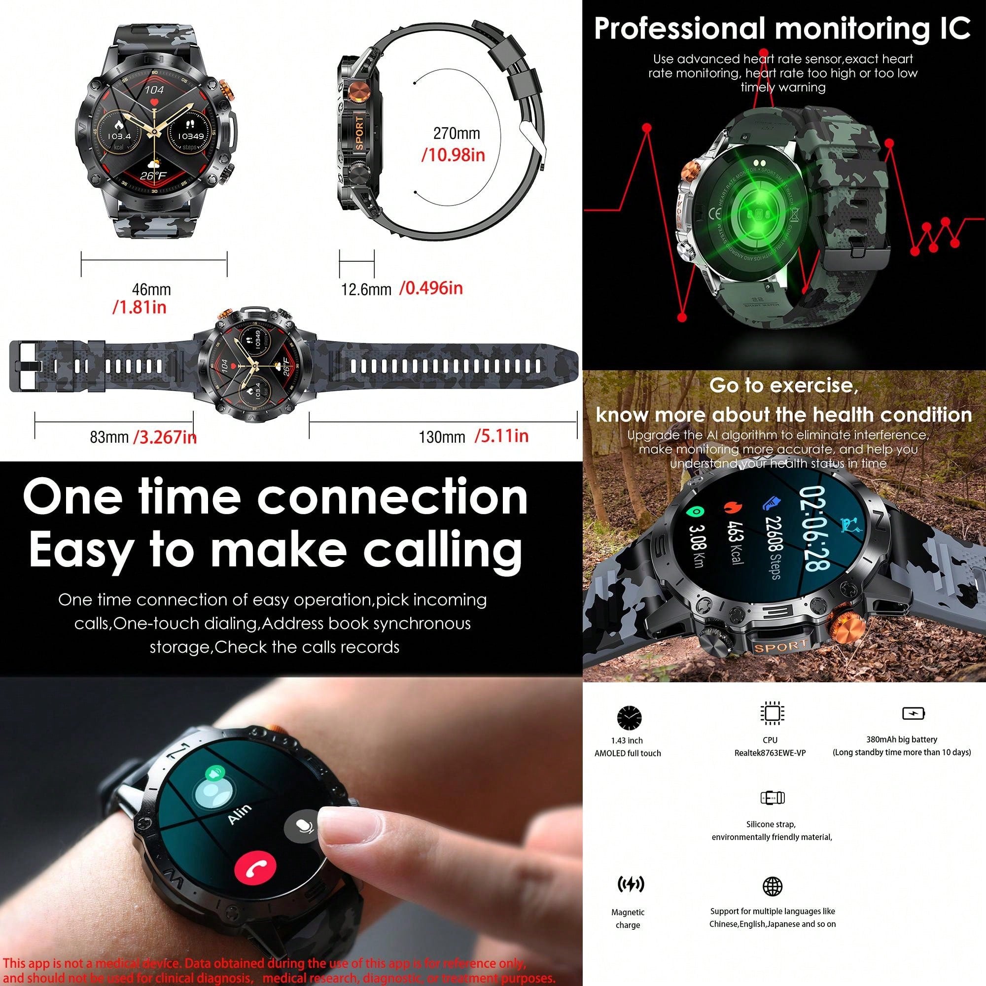 SGDDFIT Smart Watch For Men, Smart Fitness Watch For Women, Call Integration, Multi Sports Modes,Wireless Call Smart Watch For Android And For IPhone, Fitness Tracker, Sleep Monitoring,Step Caloric,Call Information Prompt, Multi-Function Smart Watch