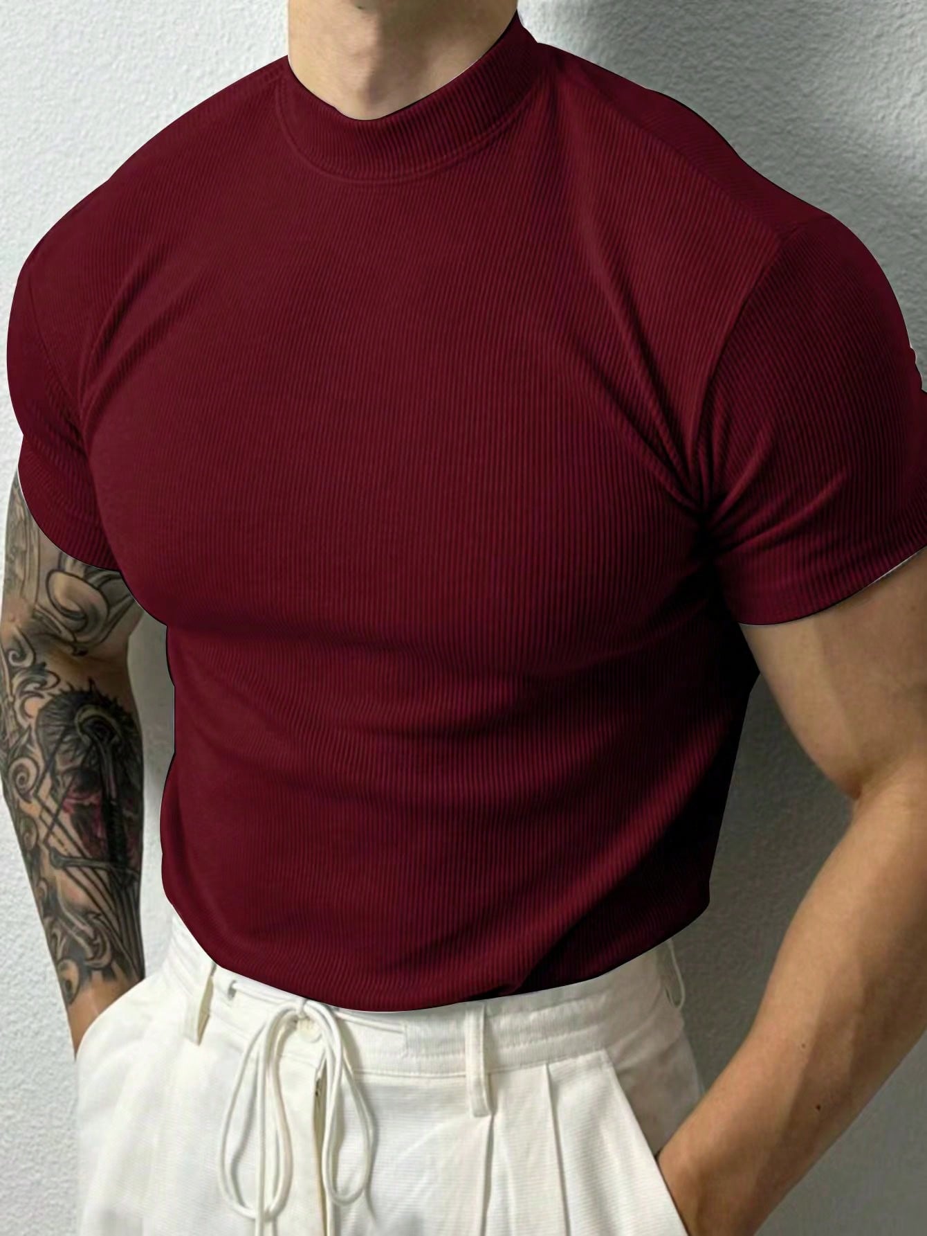 Manfinity Running Boyfriend Style Men's Plain Crew Neck Short Sleeve Casual Fitness Workout T-Shirt