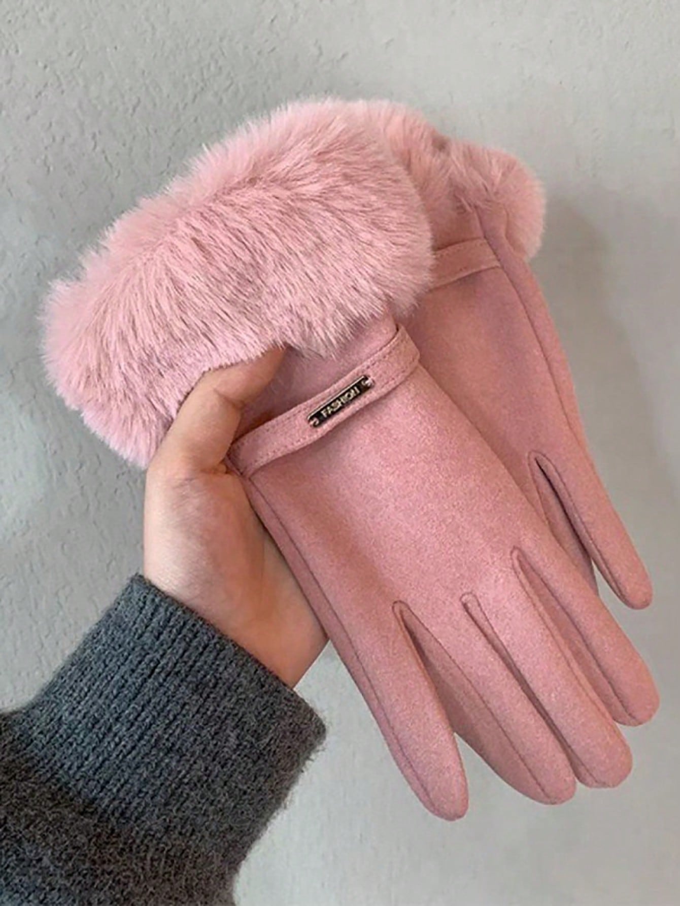 1 Pair Women's Winter Cold And Windproof Warm Gloves Elegant Casual Finger Touch Screen Gloves Suitable For Outdoor Cycling, Traveling, Daily Wear