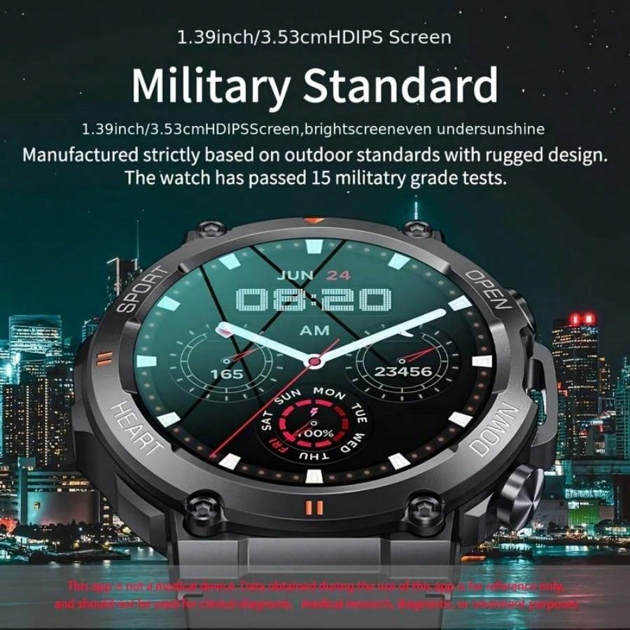 New 1.39" Wireless Call Smart Watch Men Sports Fitness Tracker Smartwatch For Android IOS 400mAh