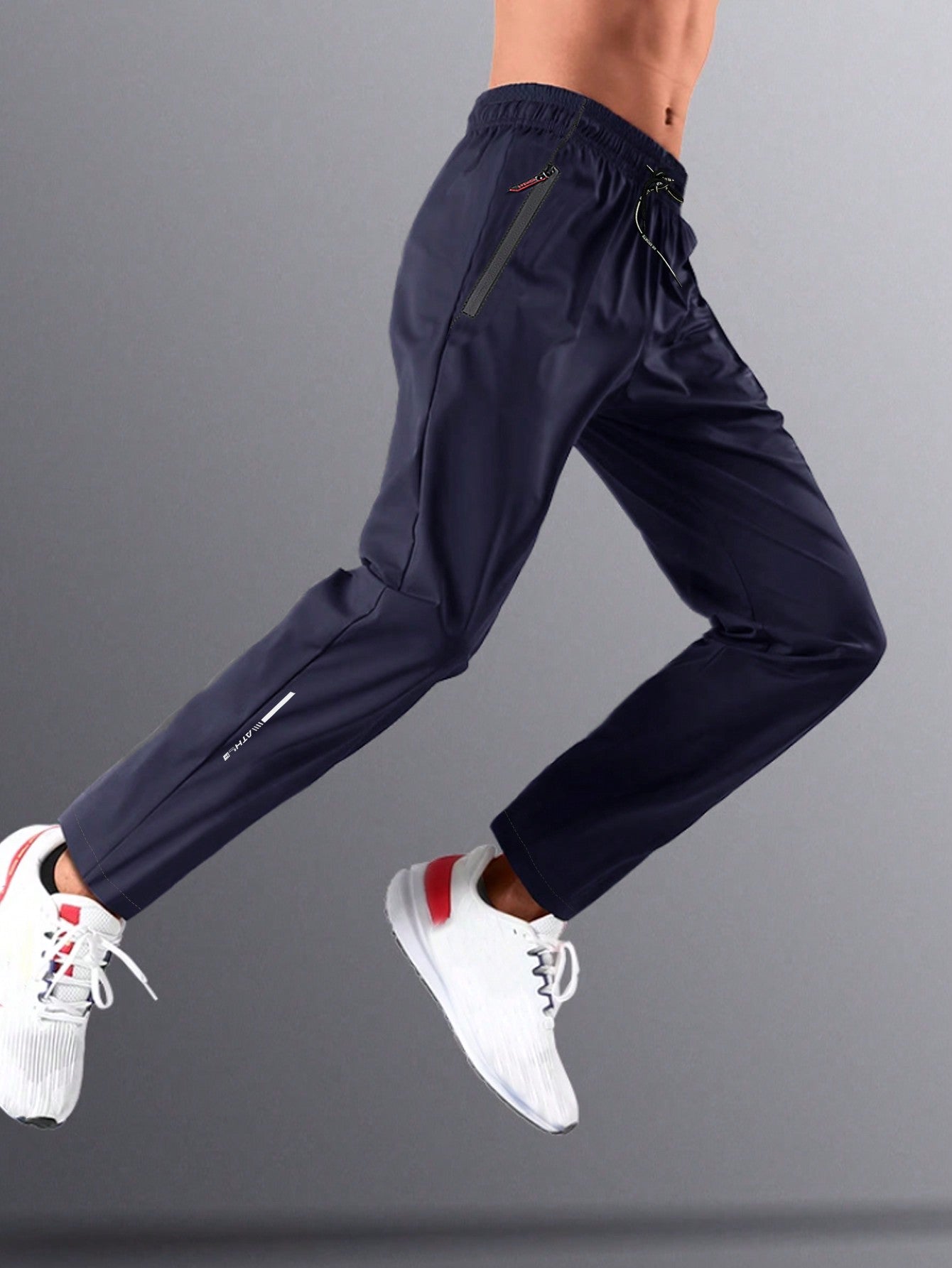 Boyfriend Style Men's Athletic Slim Fit Lightweight Breathable Drawstring Ankle Pants, Summer Casual Joggers
