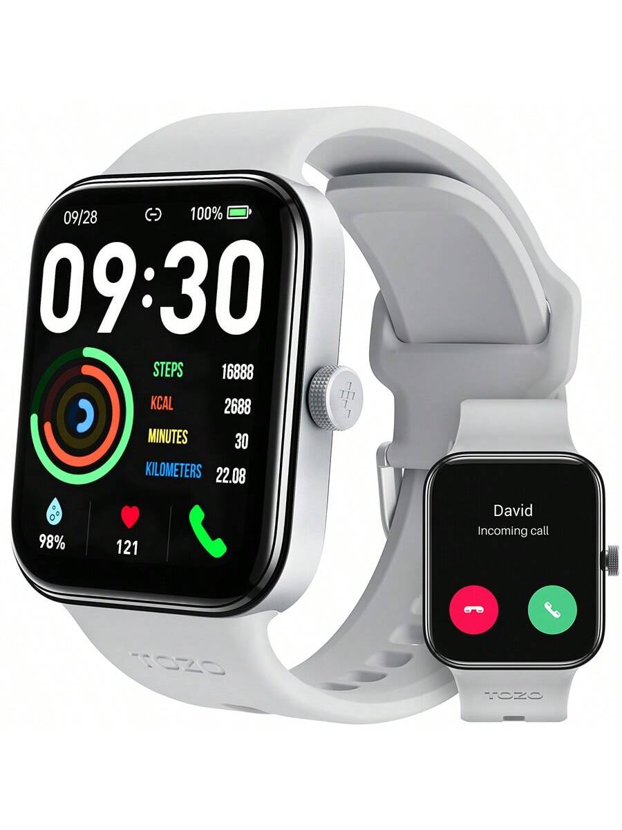 TOZO S4 AcuFit One Smart Watch 1.78" AMOLED Ultra-Clear Screen For Men Women, Call/Answer Fitness Tracker, Heart Rate Sleep Blood Oxygen Monitor IP68 Waterproof For IOS 11.0 Android 9.0 Black