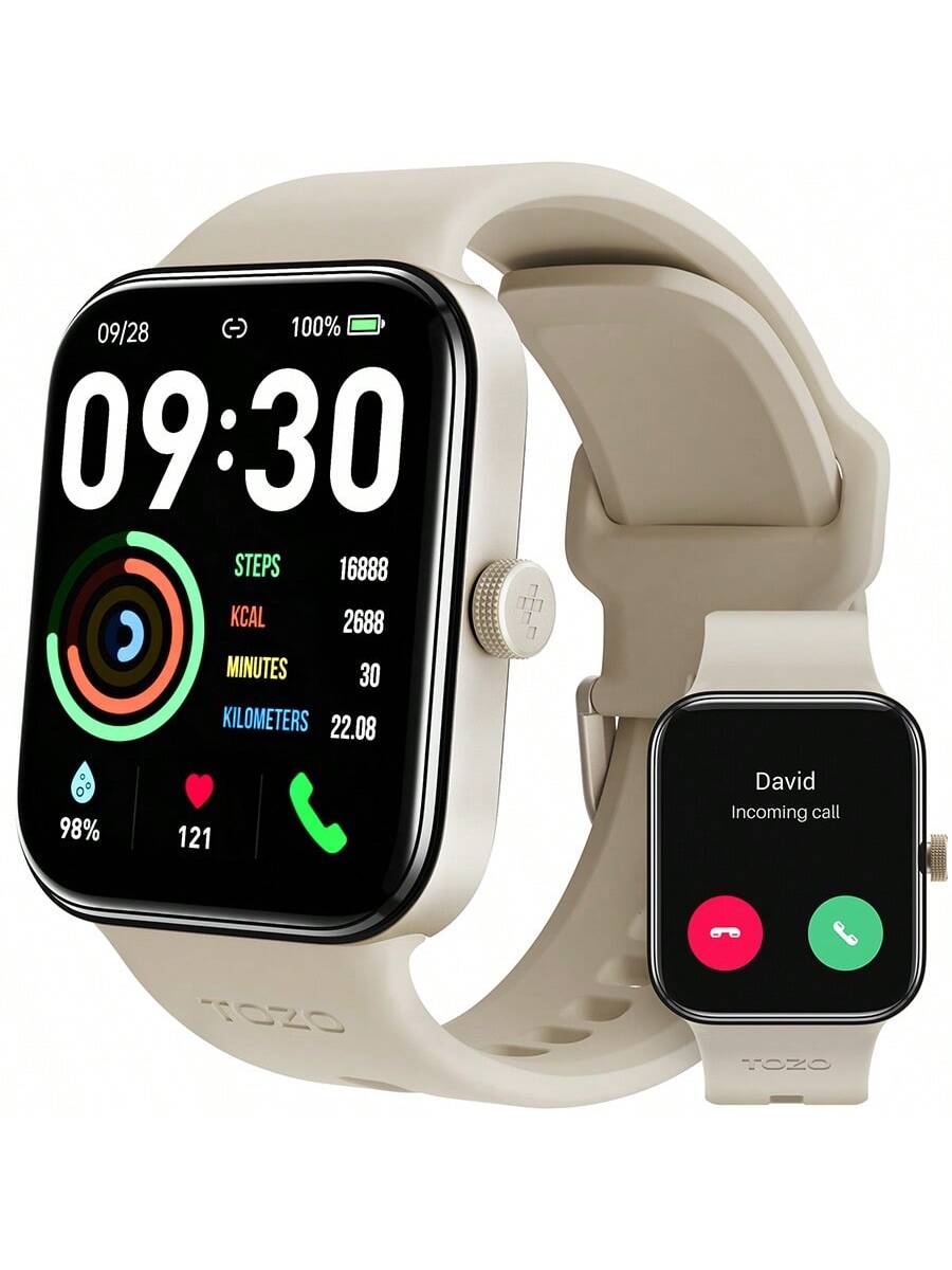 TOZO S4 AcuFit One Smart Watch 1.78" AMOLED Ultra-Clear Screen For Men Women, Call/Answer Fitness Tracker, Heart Rate Sleep Blood Oxygen Monitor IP68 Waterproof For IOS 11.0 Android 9.0 Black