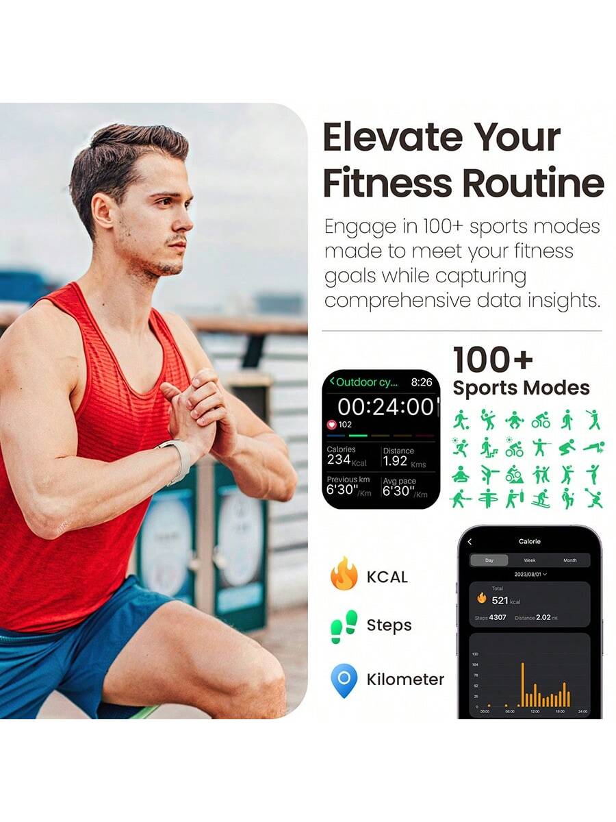TOZO S4 AcuFit One Smart Watch 1.78" AMOLED Ultra-Clear Screen For Men Women, Call/Answer Fitness Tracker, Heart Rate Sleep Blood Oxygen Monitor IP68 Waterproof For IOS 11.0 Android 9.0 Black
