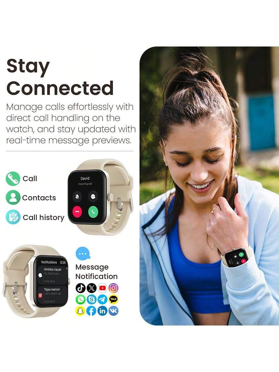 TOZO S4 AcuFit One Smart Watch 1.78" AMOLED Ultra-Clear Screen For Men Women, Call/Answer Fitness Tracker, Heart Rate Sleep Blood Oxygen Monitor IP68 Waterproof For IOS 11.0 Android 9.0 Black