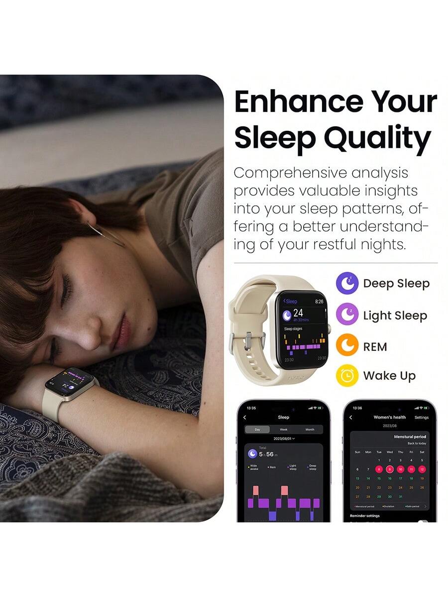 TOZO S4 AcuFit One Smart Watch 1.78" AMOLED Ultra-Clear Screen For Men Women, Call/Answer Fitness Tracker, Heart Rate Sleep Blood Oxygen Monitor IP68 Waterproof For IOS 11.0 Android 9.0 Black