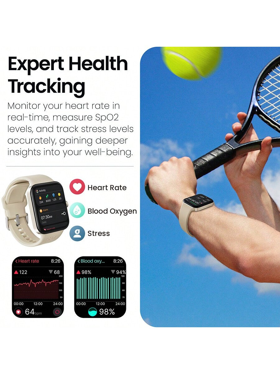 TOZO S4 AcuFit One Smart Watch 1.78" AMOLED Ultra-Clear Screen For Men Women, Call/Answer Fitness Tracker, Heart Rate Sleep Blood Oxygen Monitor IP68 Waterproof For IOS 11.0 Android 9.0 Black