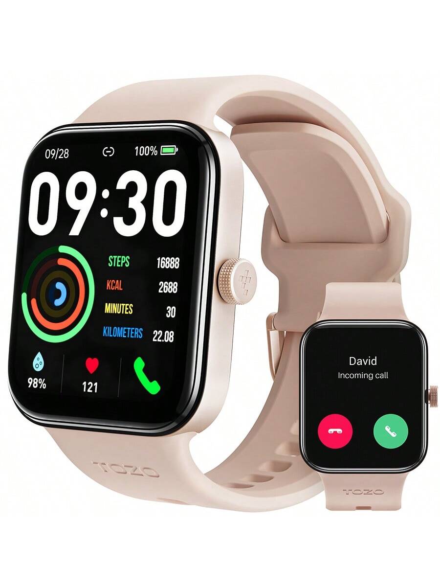 TOZO S4 AcuFit One Smart Watch 1.78" AMOLED Ultra-Clear Screen For Men Women, Call/Answer Fitness Tracker, Heart Rate Sleep Blood Oxygen Monitor IP68 Waterproof For IOS 11.0 Android 9.0 Black
