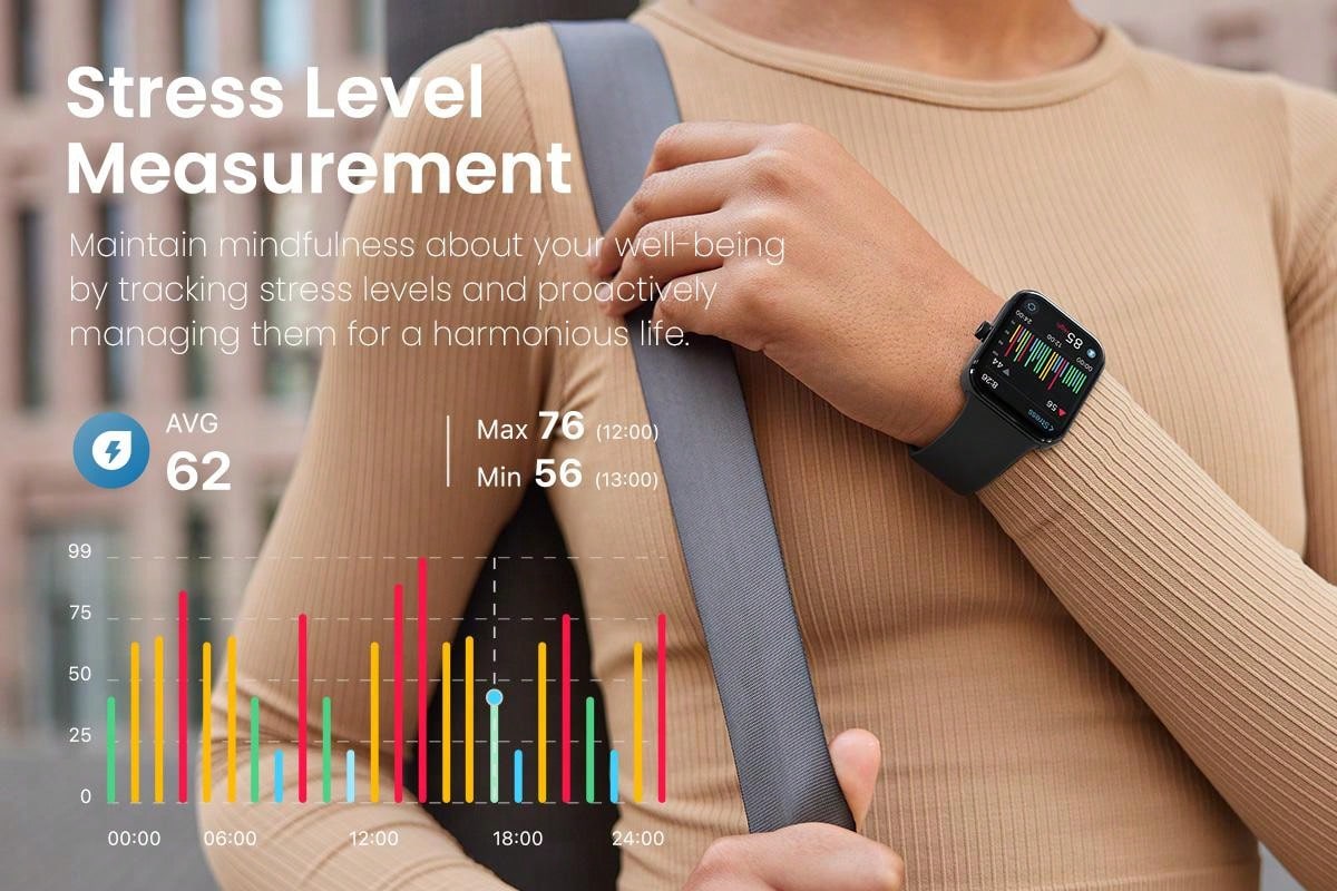 TOZO S4 AcuFit One Smart Watch 1.78" AMOLED Ultra-Clear Screen For Men Women, Call/Answer Fitness Tracker, Heart Rate Sleep Blood Oxygen Monitor IP68 Waterproof For IOS 11.0 Android 9.0 Black