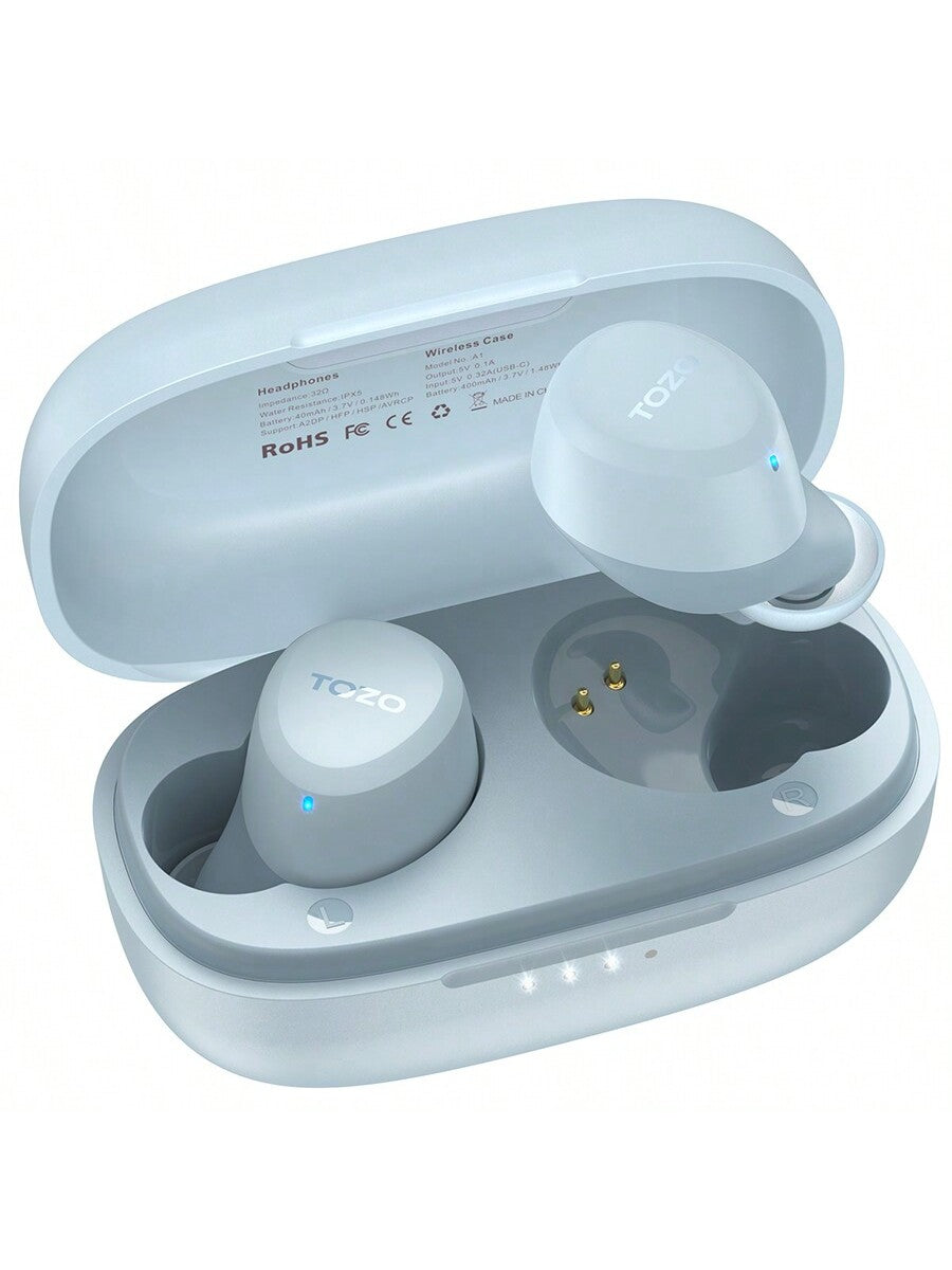 TOZO A1 Mini Wireless Earbuds Bluetooth 5.3 In Ear Light-Weight Headphones Built-In Microphone, IPX5 Waterproof, Immersive Premium Sound Long Distance Connection Headset With Charging Case.Best Christmas And Halloween Gifts For Family/Friends/Couples