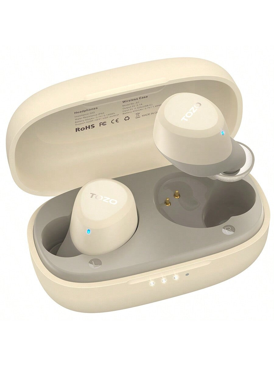 TOZO A1 Mini Wireless Earbuds Bluetooth 5.3 In Ear Light-Weight Headphones Built-In Microphone, IPX5 Waterproof, Immersive Premium Sound Long Distance Connection Headset With Charging Case.Best Christmas And Halloween Gifts For Family/Friends/Couples