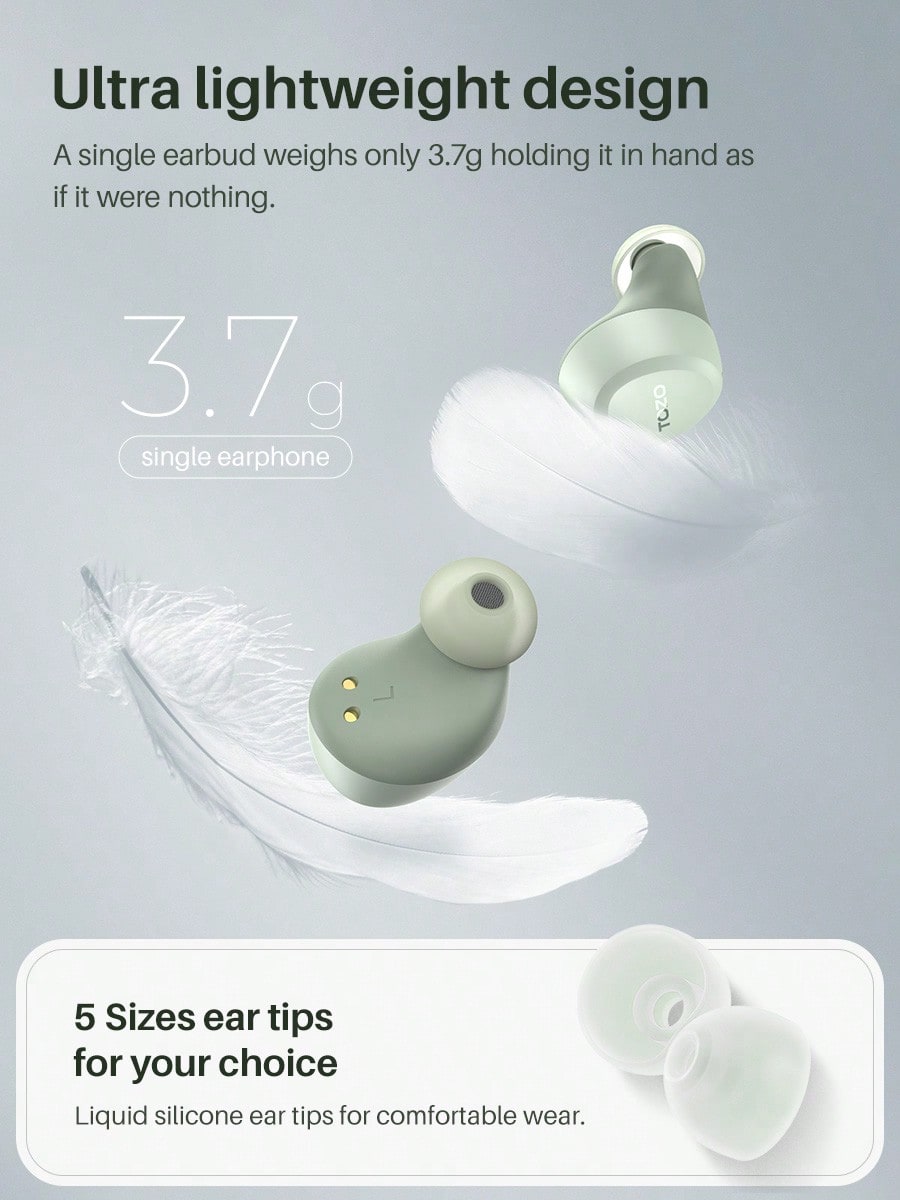 TOZO A1 Mini Wireless Earbuds Bluetooth 5.3 In Ear Light-Weight Headphones Built-In Microphone, IPX5 Waterproof, Immersive Premium Sound Long Distance Connection Headset With Charging Case.Best Christmas And Halloween Gifts For Family/Friends/Couples
