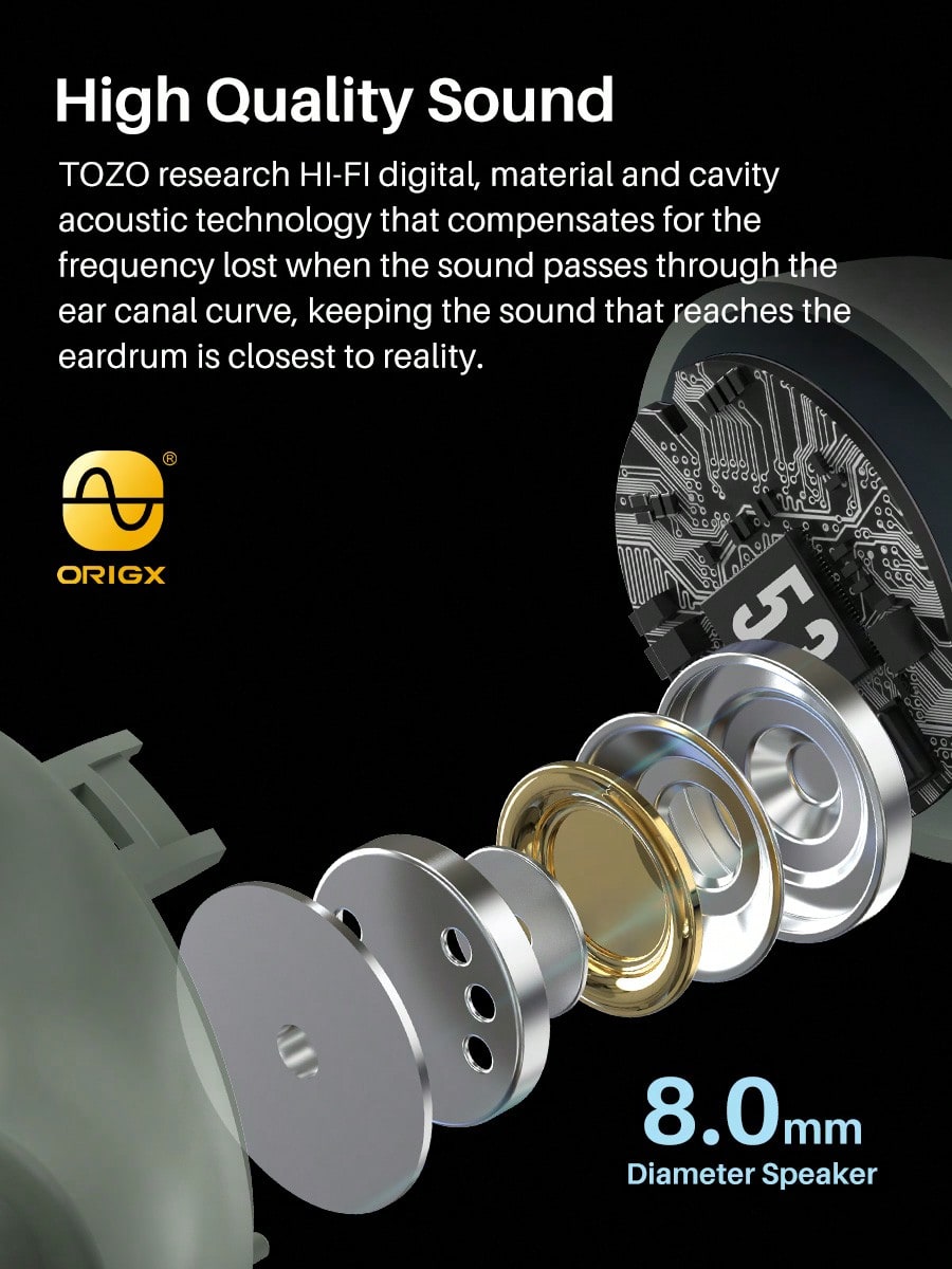 TOZO A1 Mini Wireless Earbuds Bluetooth 5.3 In Ear Light-Weight Headphones Built-In Microphone, IPX5 Waterproof, Immersive Premium Sound Long Distance Connection Headset With Charging Case.Best Christmas And Halloween Gifts For Family/Friends/Couples