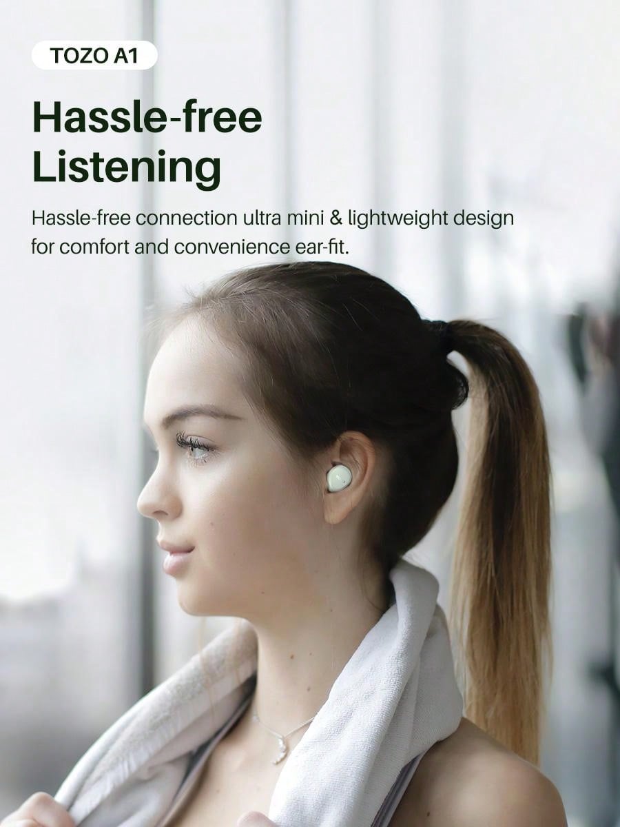 TOZO A1 Mini Wireless Earbuds Bluetooth 5.3 In Ear Light-Weight Headphones Built-In Microphone, IPX5 Waterproof, Immersive Premium Sound Long Distance Connection Headset With Charging Case.Best Christmas And Halloween Gifts For Family/Friends/Couples