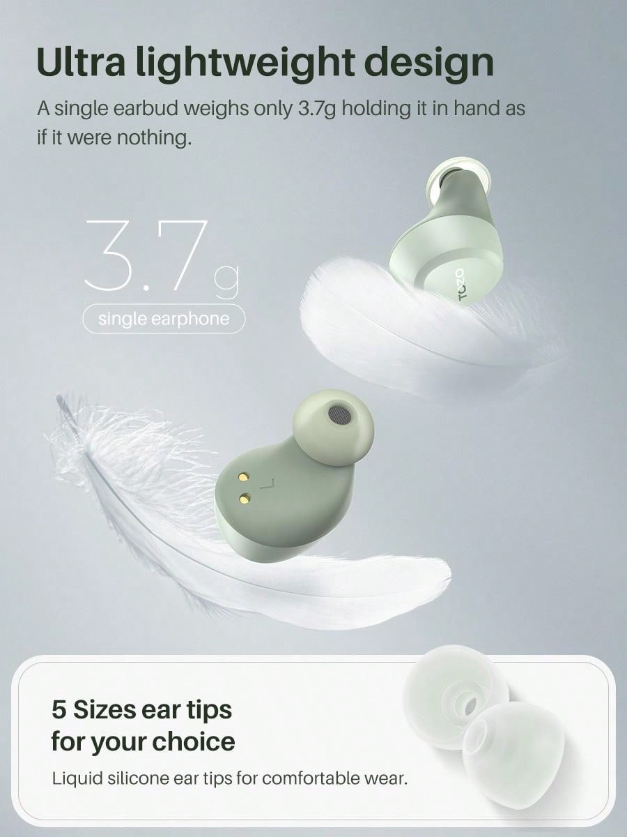 TOZO A1 Mini Wireless Earbuds Bluetooth 5.3 In Ear Light-Weight Headphones Built-In Microphone, IPX5 Waterproof, Immersive Premium Sound Long Distance Connection Headset With Charging Case.Best Christmas And Halloween Gifts For Family/Friends/Couples