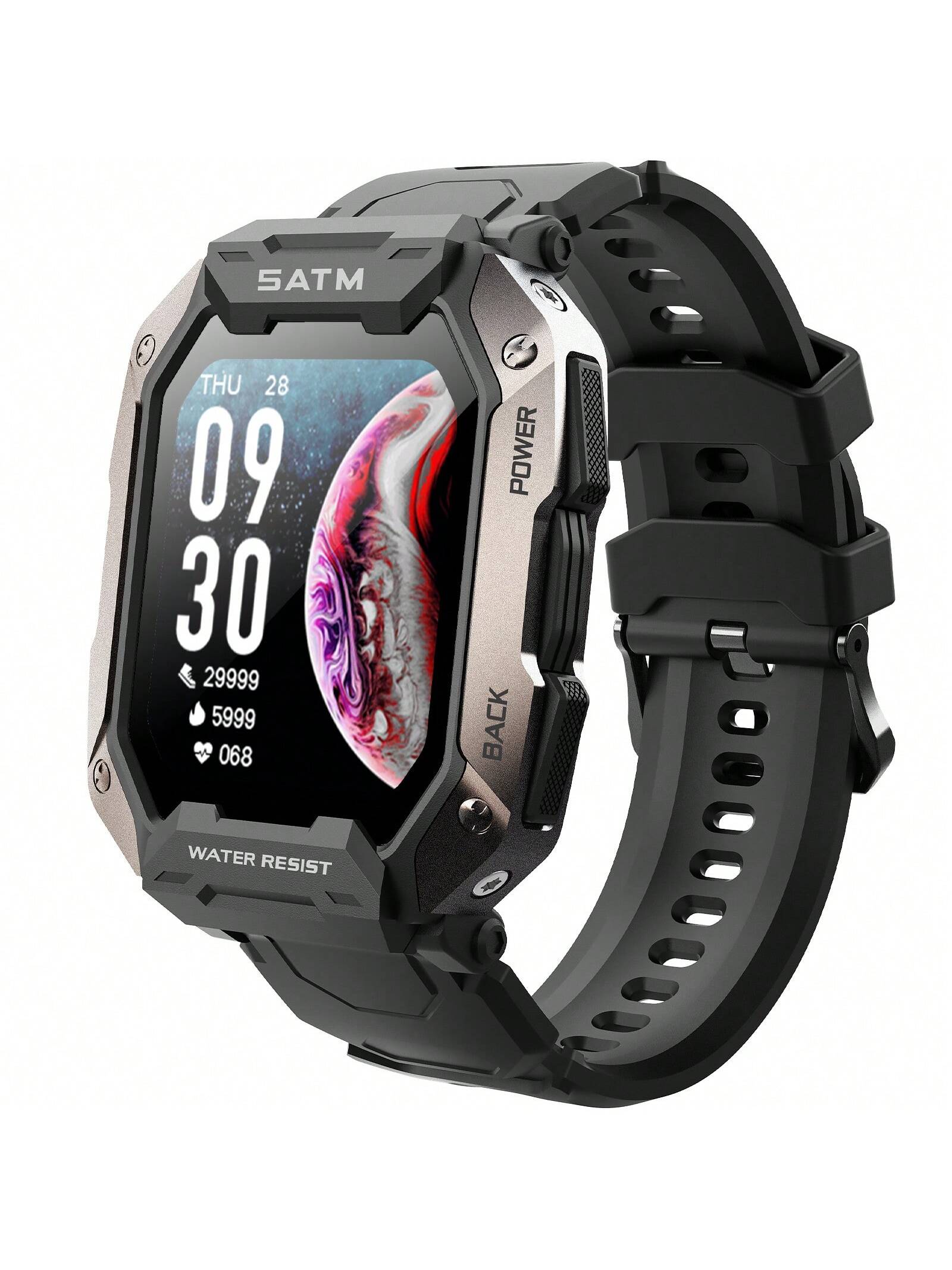 JELLOO JELLOO Military Smart Watches For Men 5ATM Waterproof Tactical Rugged Tactical Sports Smartwatch 1.71" HD Fitness Tracker With Heart Rate Sleep Monitor Outdoor Smart Watch Compatible With Android IPhone